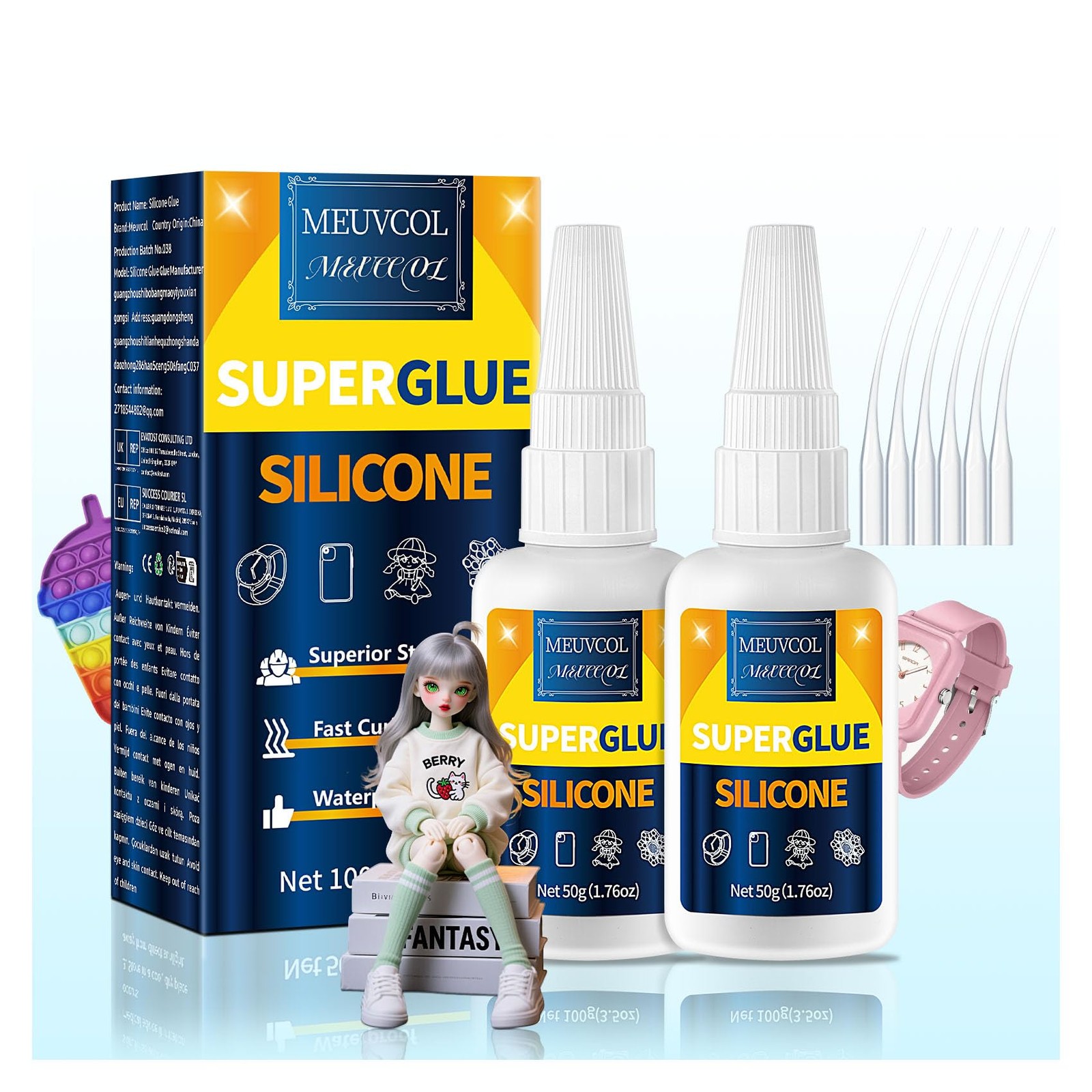 Meuvcol Silicone Glue 100g Fast Bond Waterproof Clear Adhesive Crafts TPU TPR TP