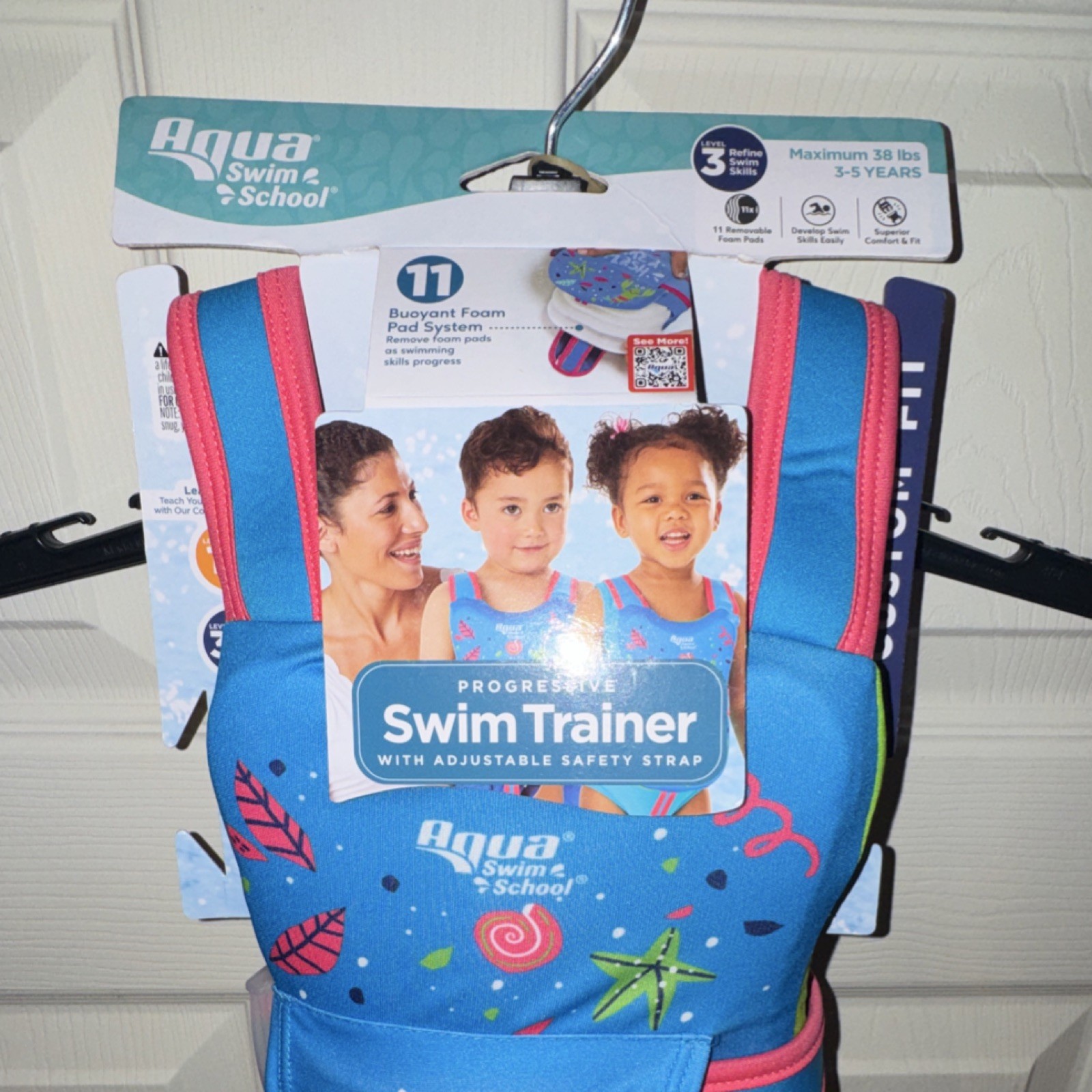 Aqua Swim School Progressive Swim Trainer Vest Blue Medium Safety Strap
