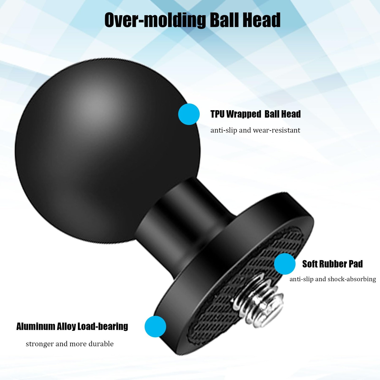 2PC Aluminum Alloy 1″ Ball Mount Adapter with 1/4″-20 Threaded 1 Inch, Black