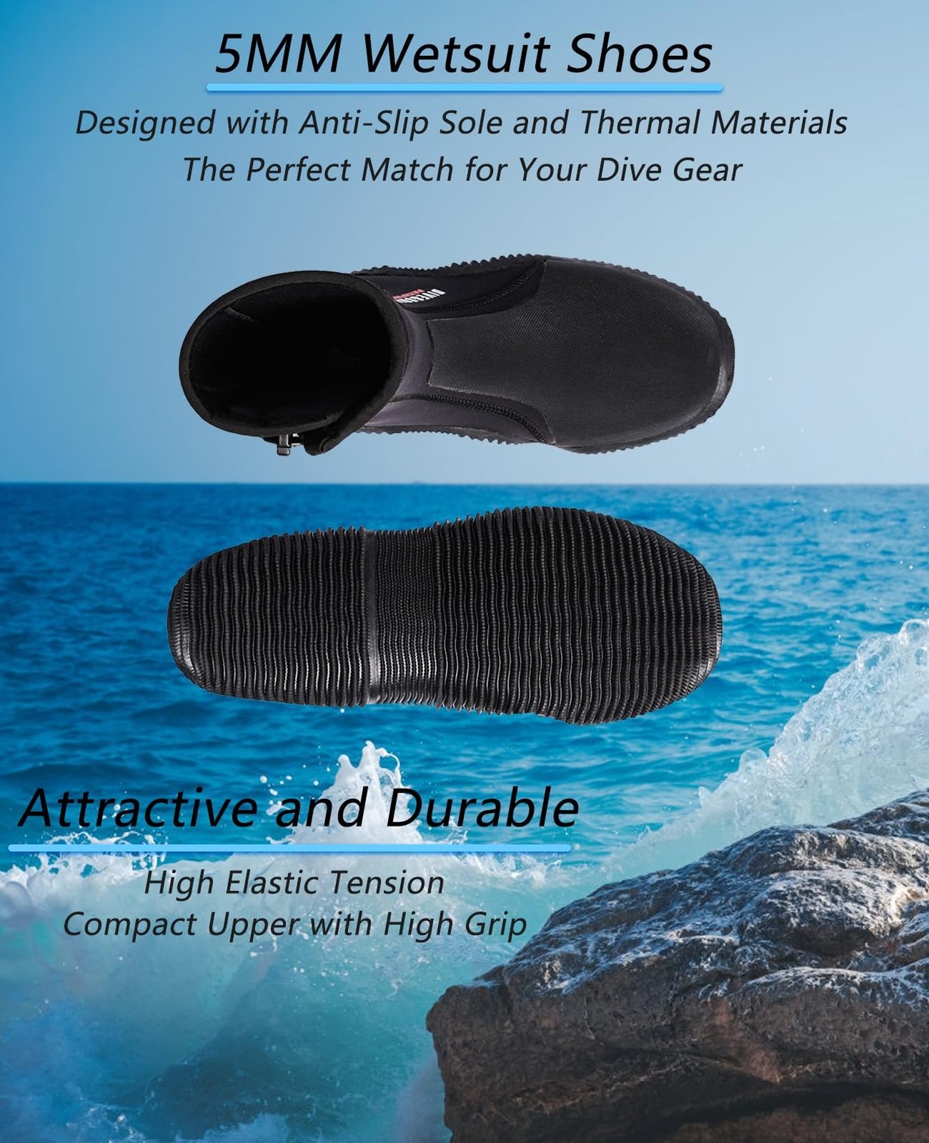 Skyone Neoprene Dive Boots Men Women, Surf Booties Scuba Diving Boots 5MM, We…
