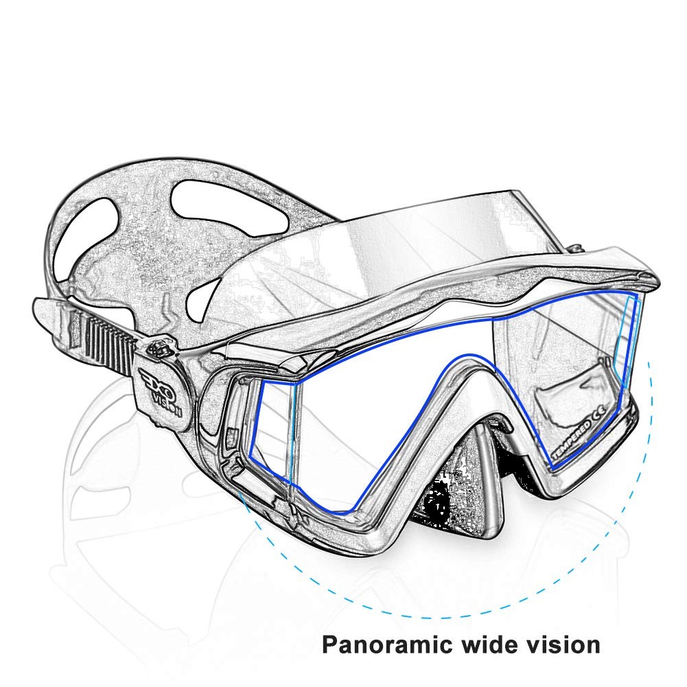 Scuba Diving Mask Tempered Glass Lens Swim Goggles Snorkeling Panoramic View
