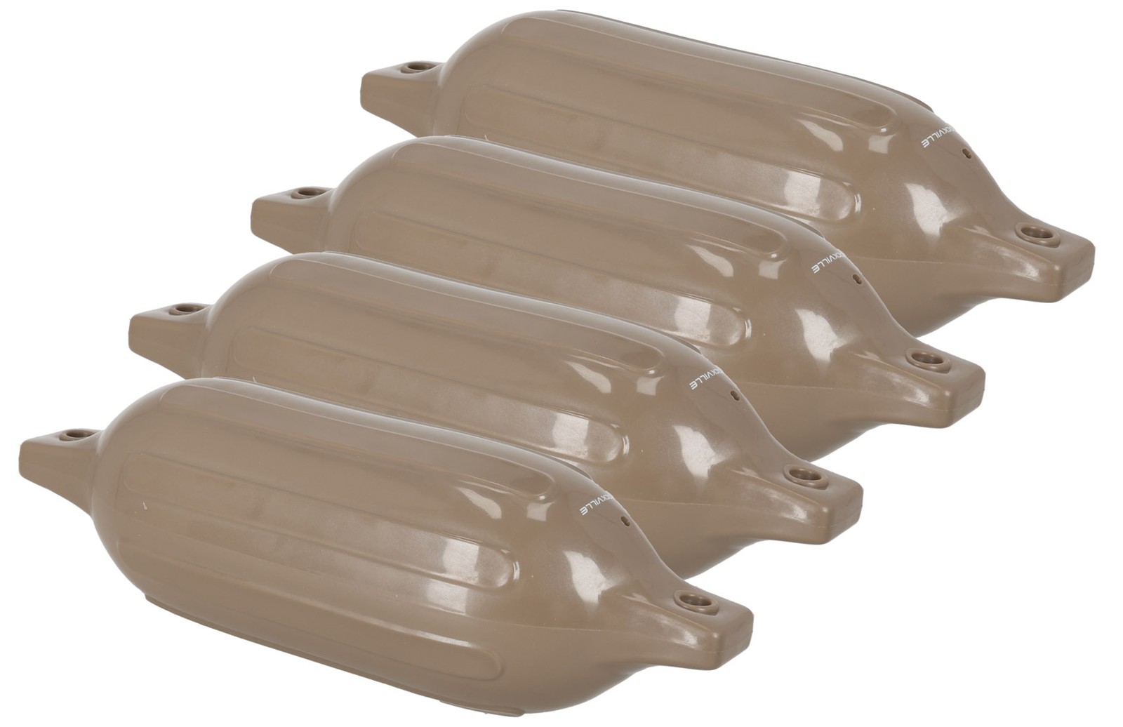 Rockville FEN445-SAND Boat Fender Package 4 Bumpers 4.5″x16″, 4 Lines + Pump