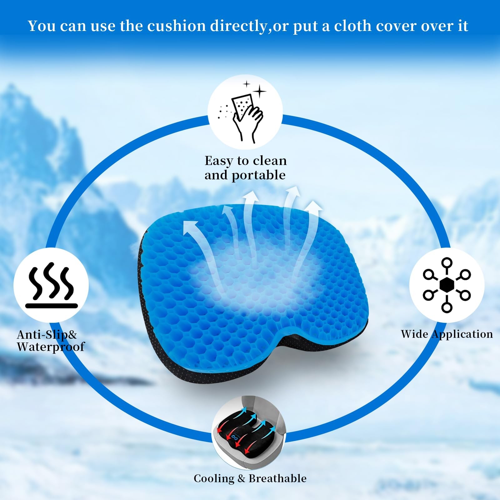 FANGULU Anti-Slip Kayak Seat Cushion Waterproof 15.4*12.2*1.5 inches, Blue