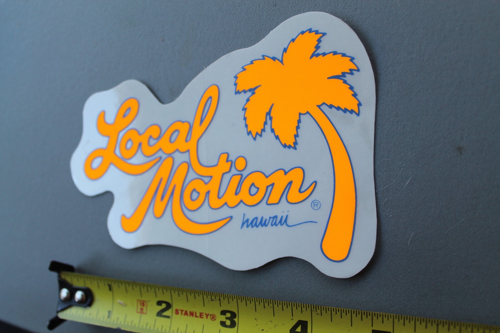 LOCAL MOTION Hawaii Surfboard Clear Neon Orange LM3 80’s Vintage Surfing STICKER