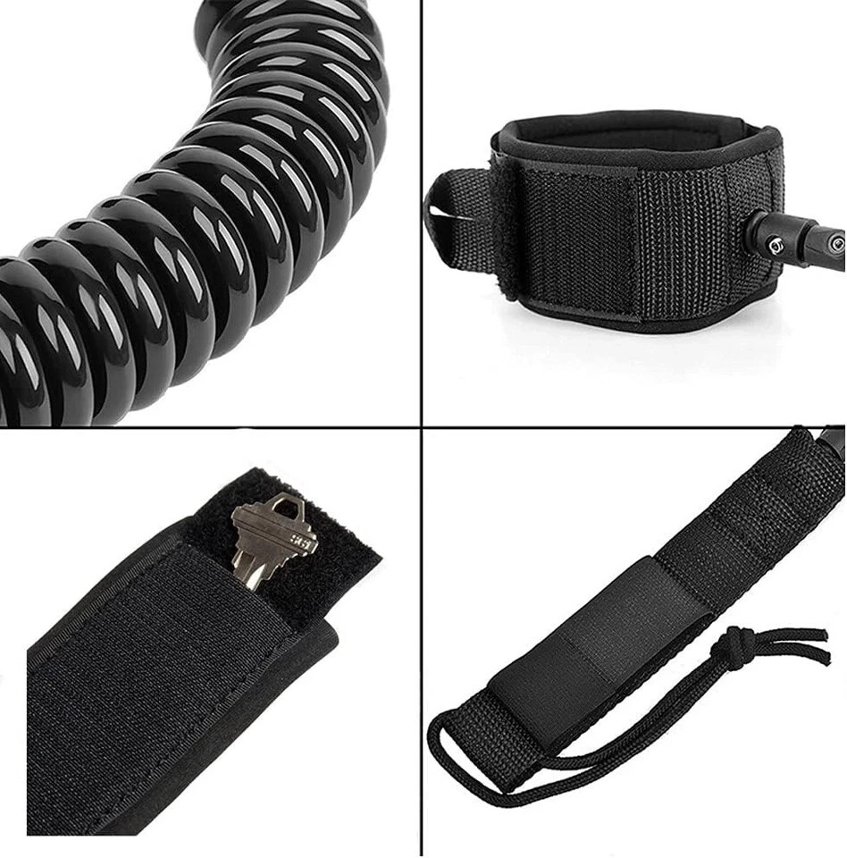 Sup Leash,10.8 Foot 7 mm Thick,Premium Coiled Surf Leash,Surf turquoise