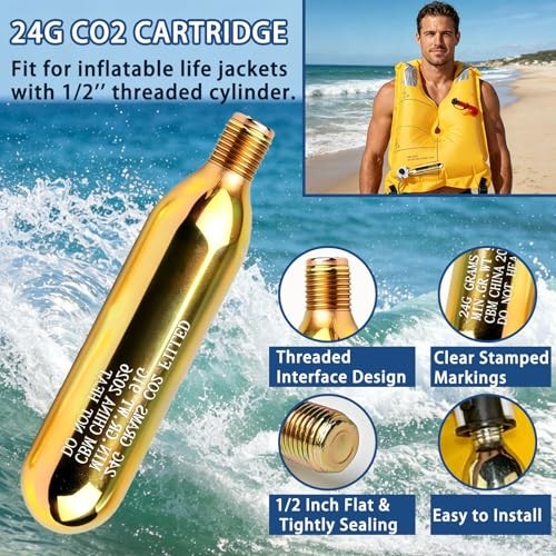 2Gram CO2 Rearming Cylinder 1/2-inch Replacement Thread CO2 4 4-Pack Metal
