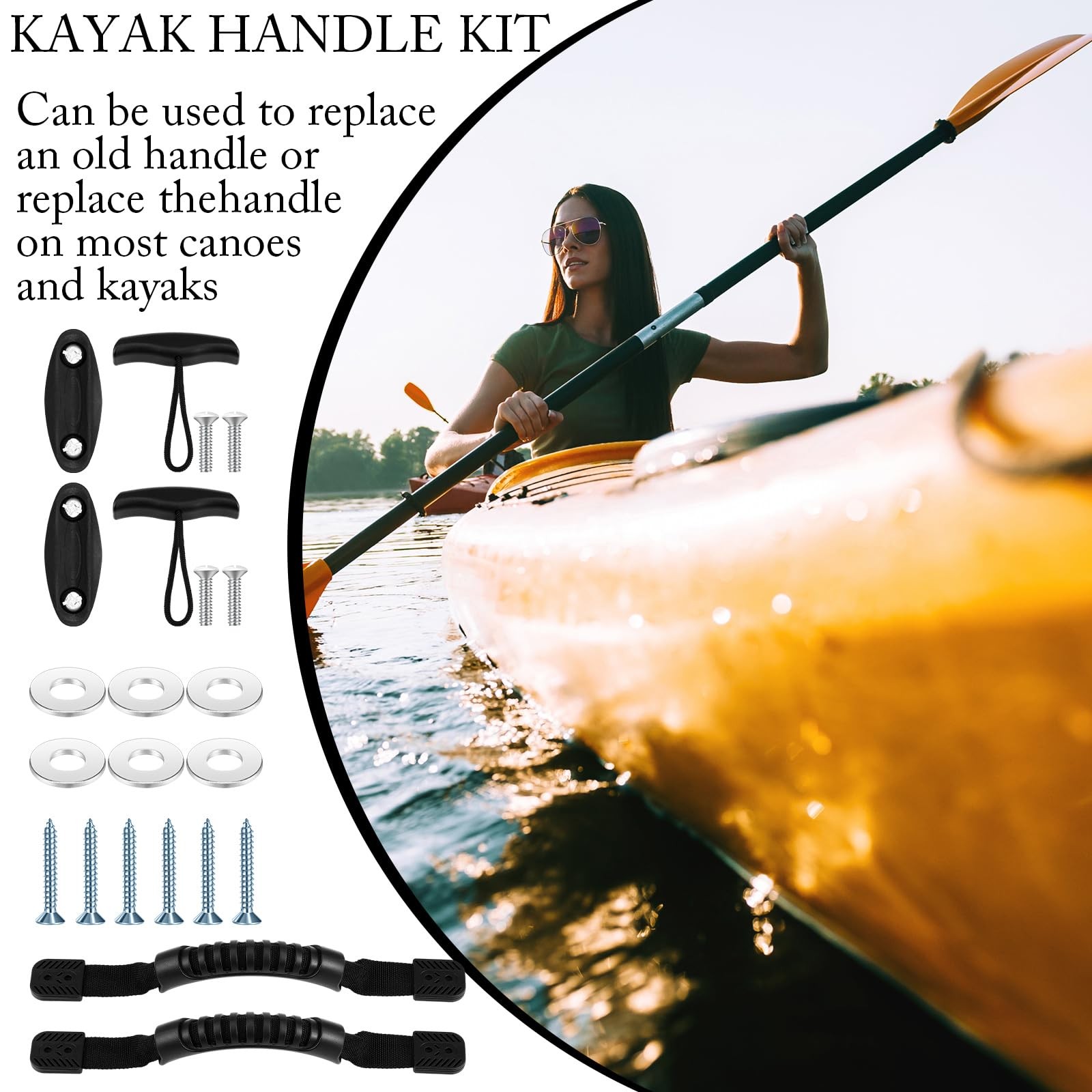 2 Sets Kayak Carry Handle Kayak Grab T-Handle Set Heavy Duty Plastic Nylon Co…