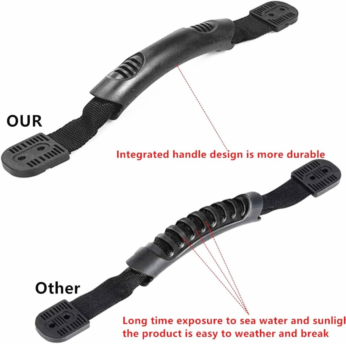 4 Pack 2-Hole Kayak Carry Handles with Screws – Rubber Kayak Handle for Ocean…
