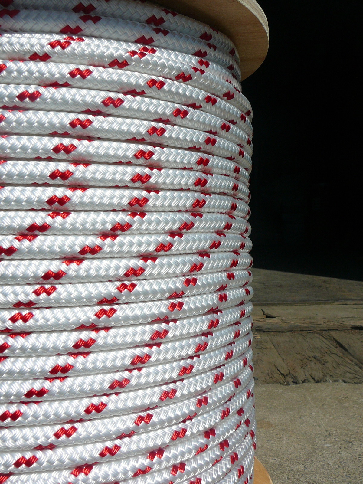 Sailboat Rigging Rope 7/16″ x 50′ White/Red Double Braided Sheet Halyard Line