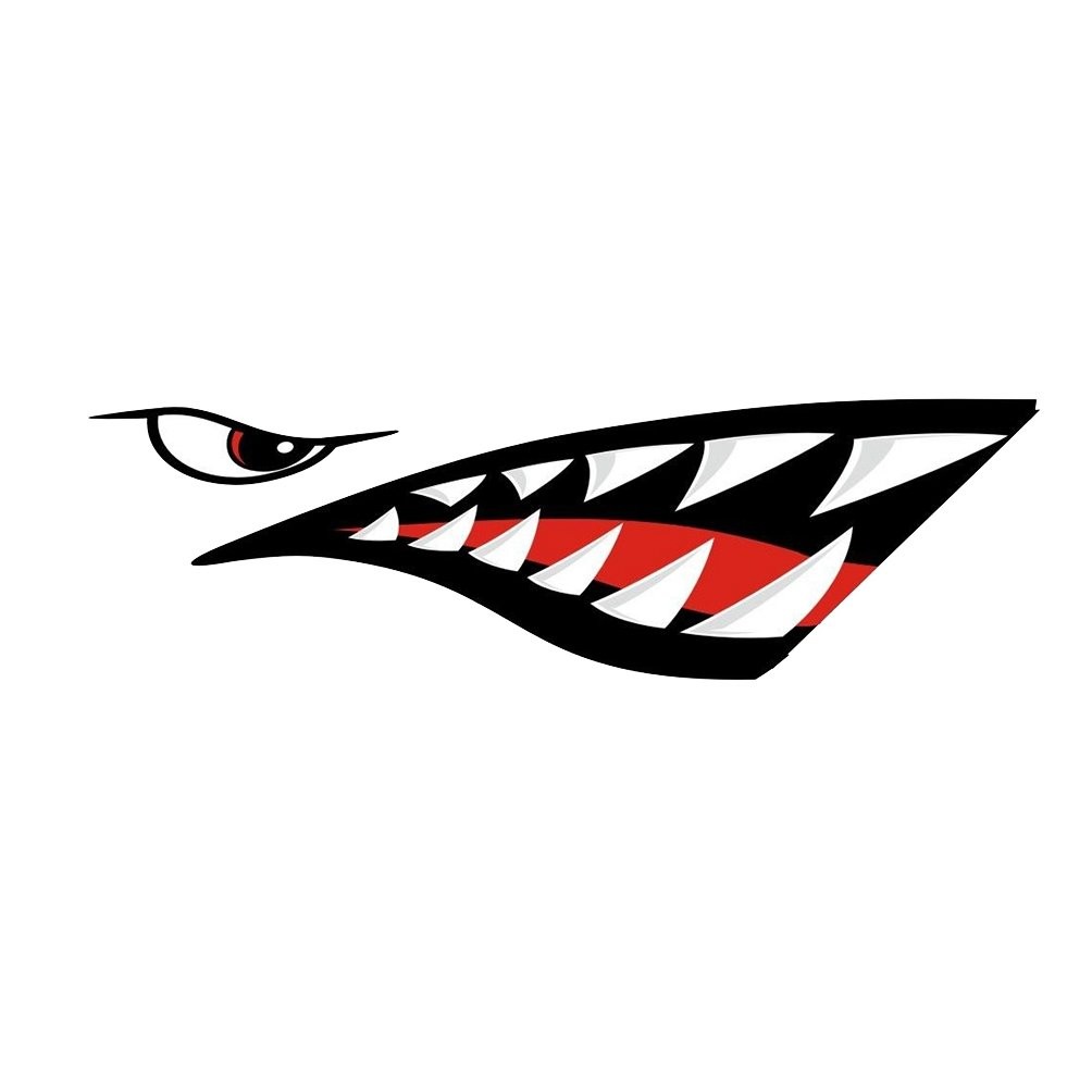MOOCY 2 Pieces Shark Teeth Mouth Decals Sticker for Canoe Kayak Surfboard Oce…