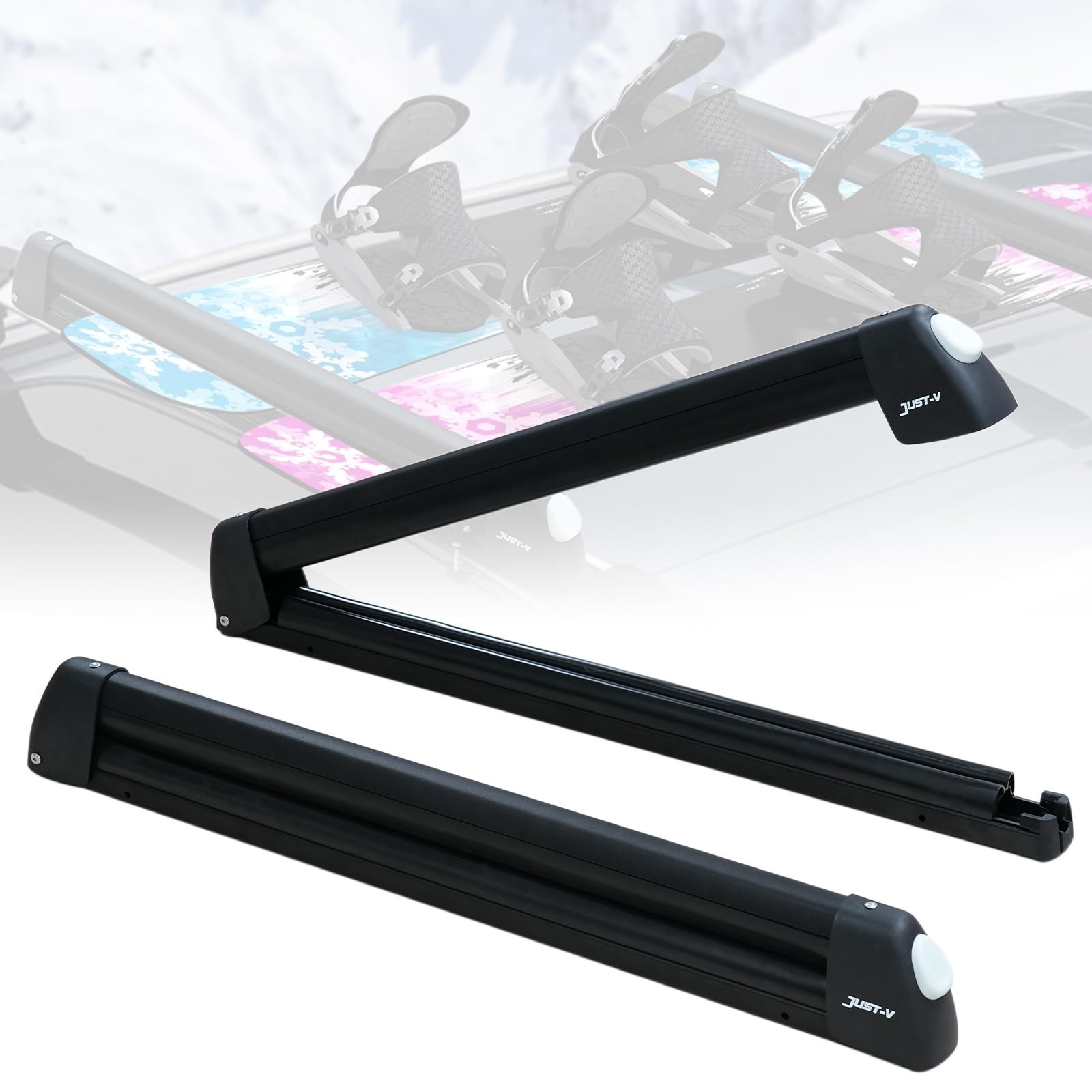 Just-V 33” Aluminum Universal Ski Roof Rack Car Rack Carrier for Skis, Snowb…