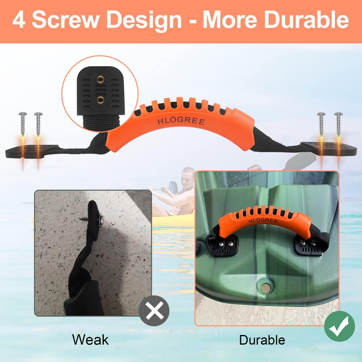 Kayak Handles 2/4 Pack,Kayak Carry Handle with Rivets,Kayak Replacement Handles,