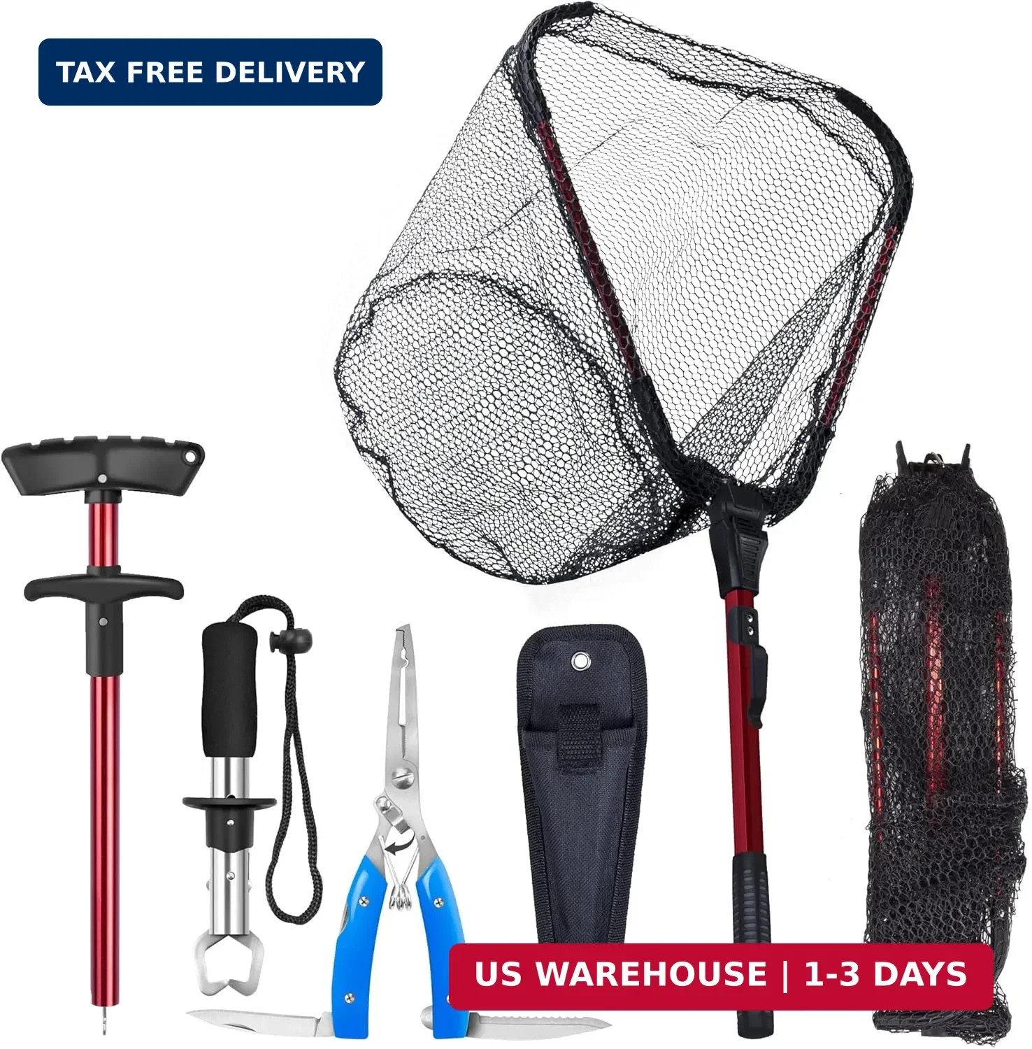 Kayak Landing Net, Foldable Landing Net Fishing Tool Kit 4PCS with Pliers Fish G