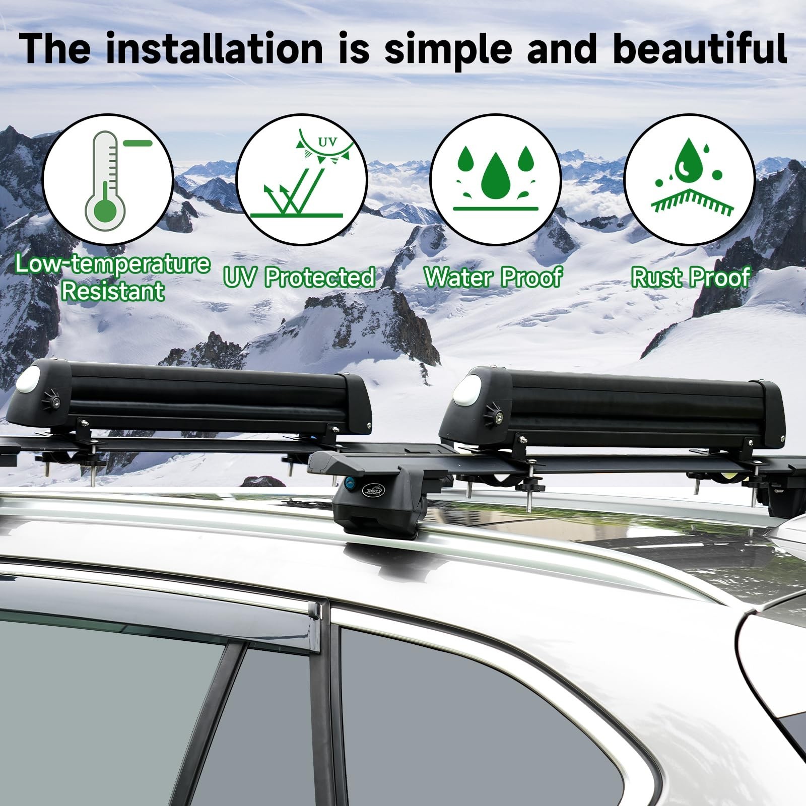 Just-V 33” Aluminum Universal Ski Roof Rack Car Rack Carrier for Skis, Snowb…