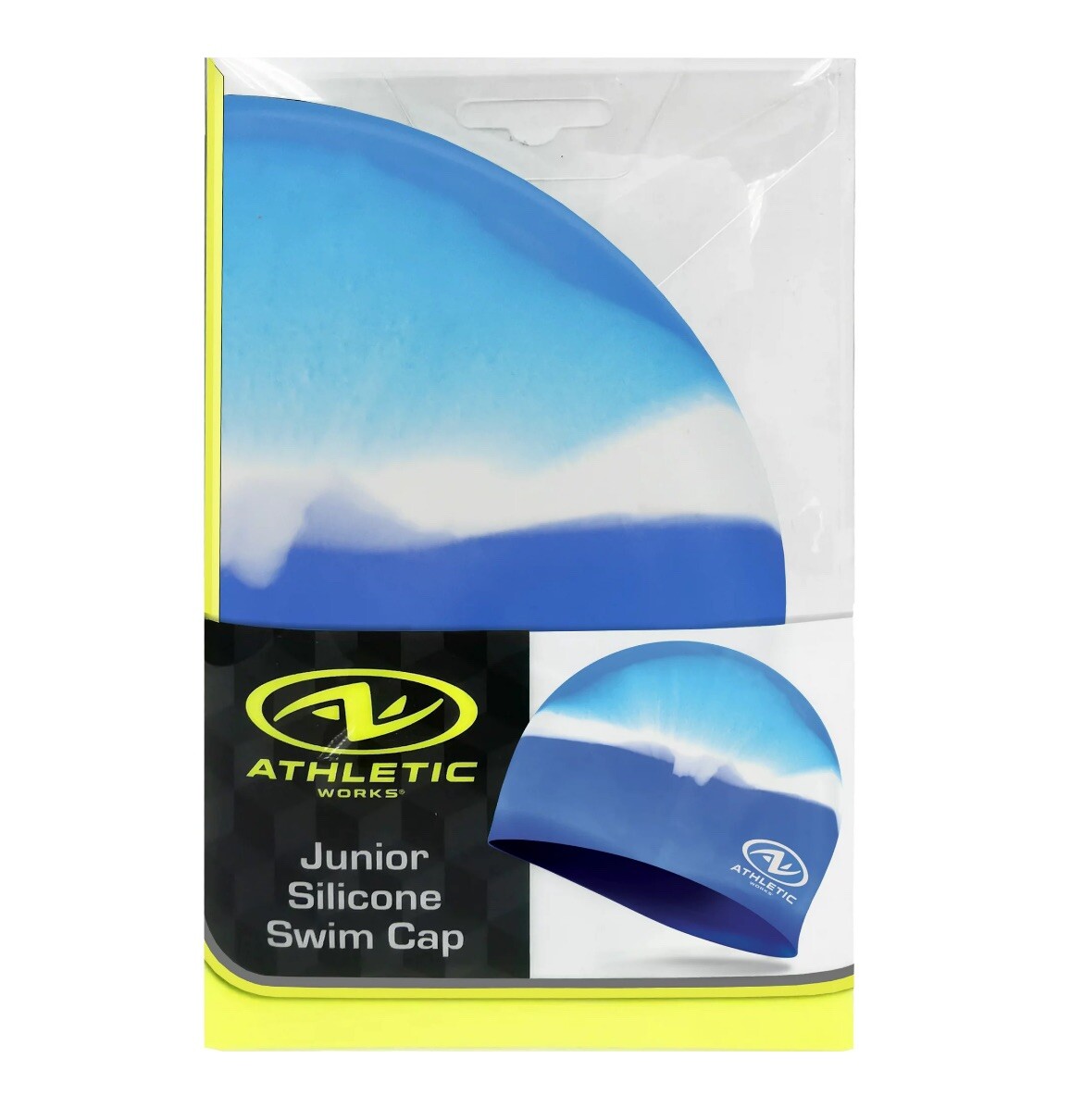ATHLETIC WORKS Junior / Youth Swim Cap 100% Silicone Latex Free – Ice Blue