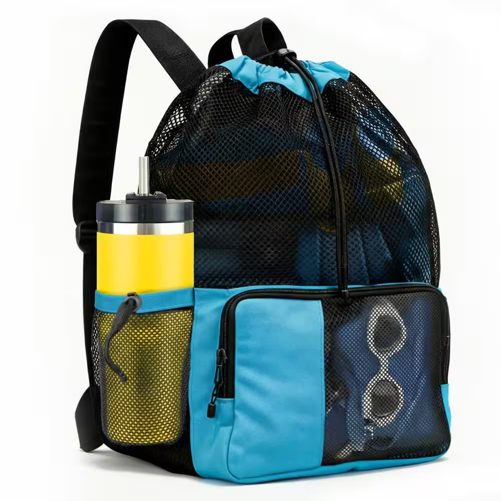 20L Mesh Swim Bag Backpack Quick-Dry Black 1 Piece
