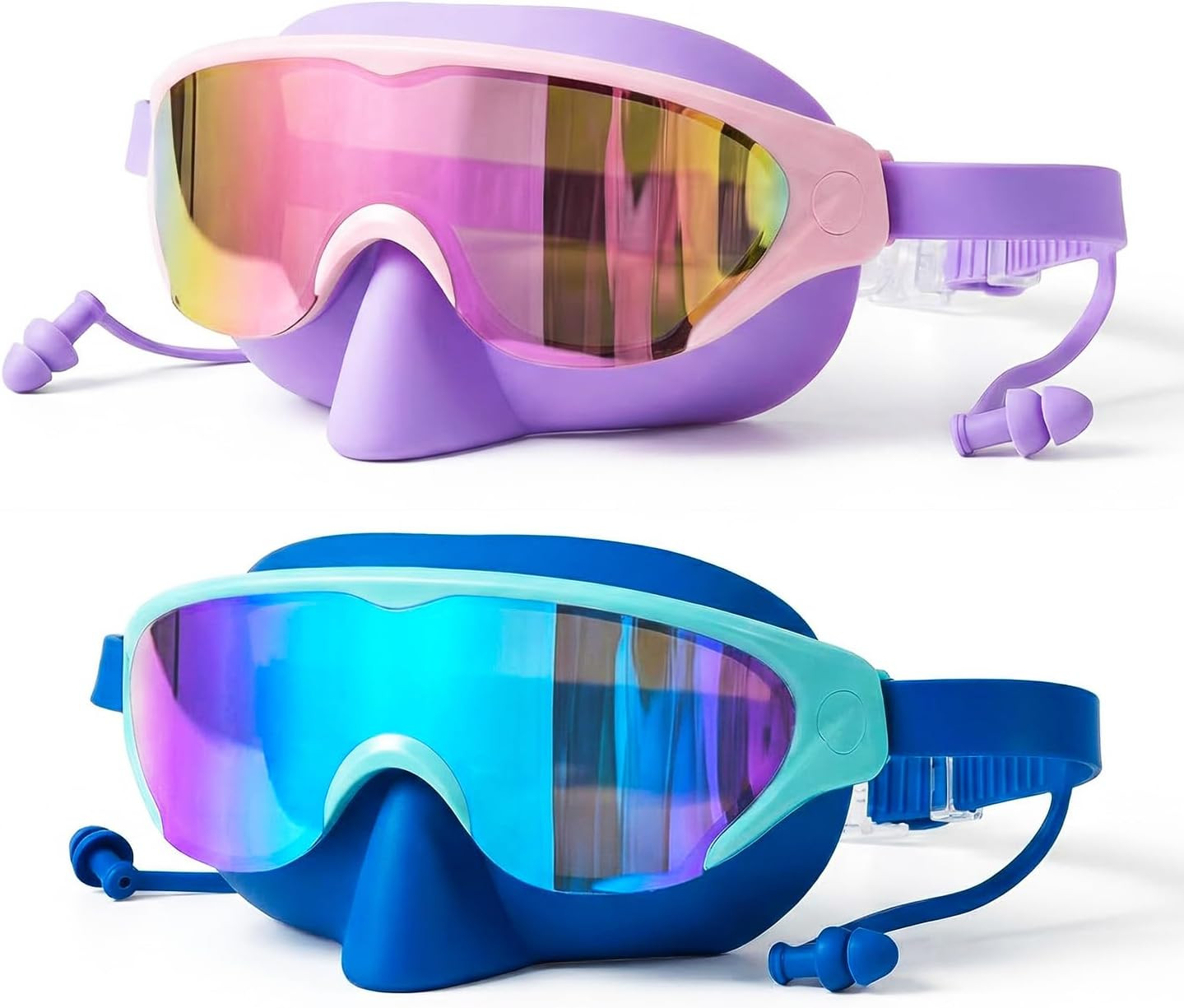 Zoomsnail Kids Swim Goggles with Nose Cover, Leakproof Anti-fog UV Lens Toddlers