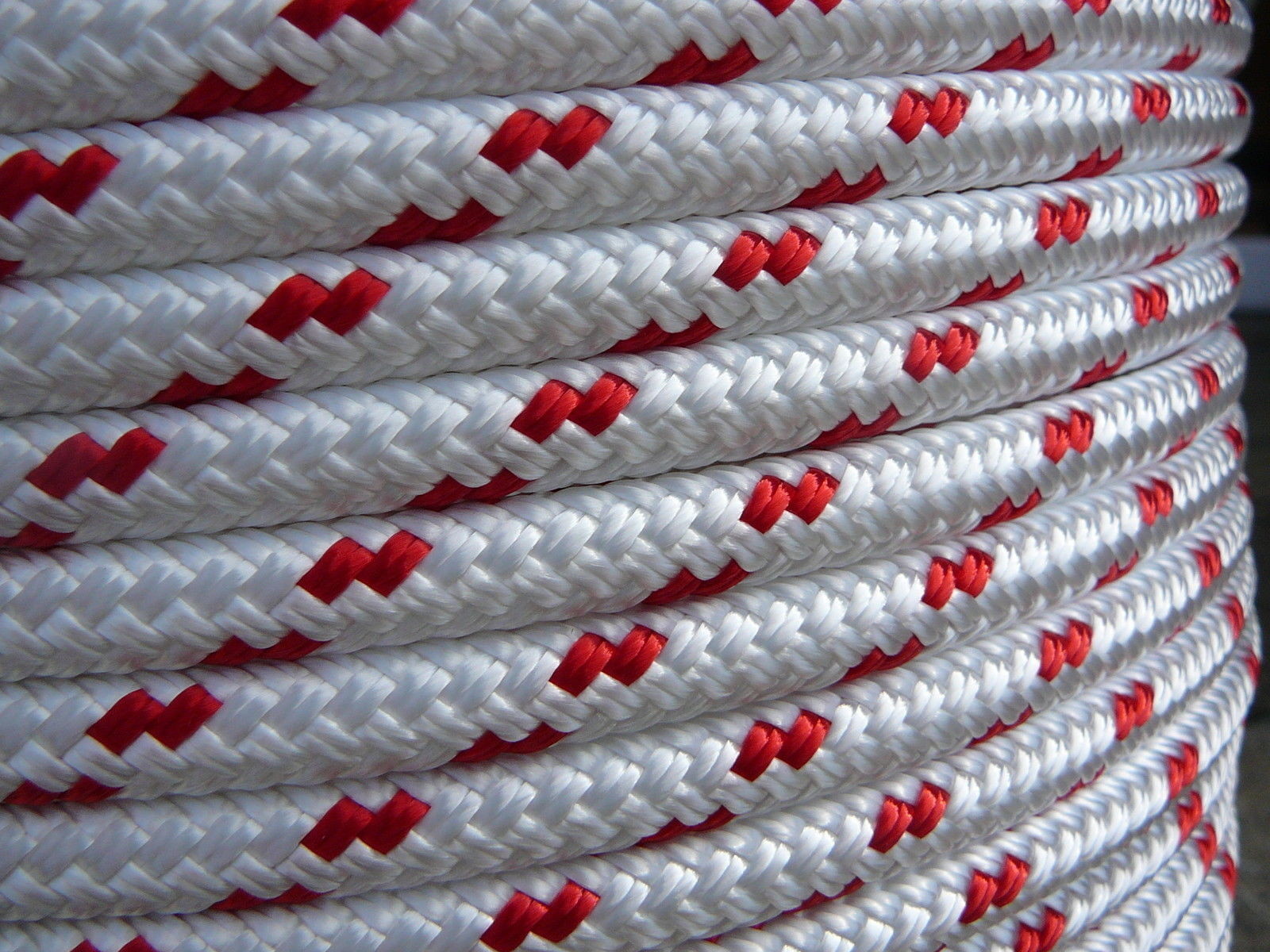 Sailboat Rigging Rope 5/16″ x 50′ White/Red Double Braided Sheet Halyard Line