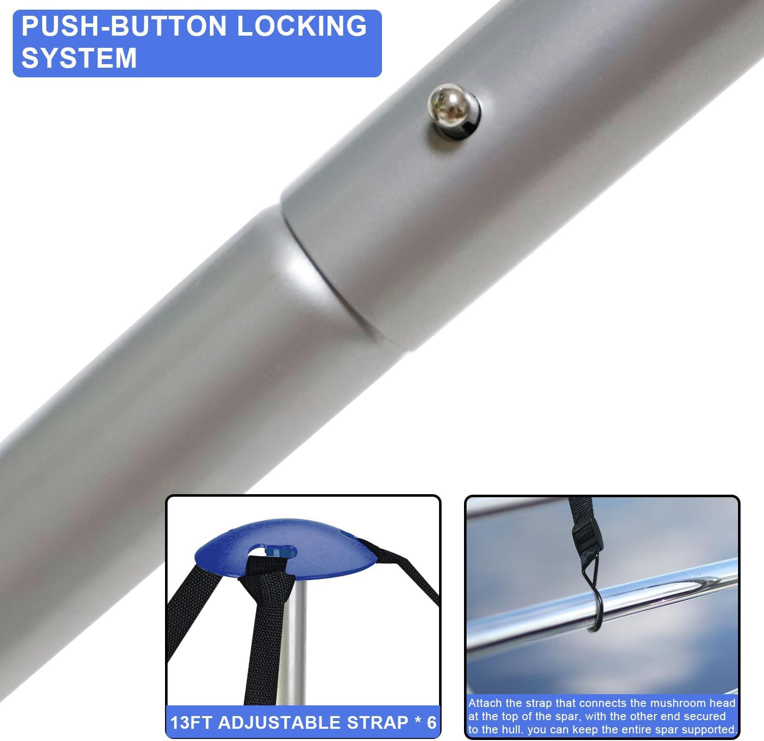 2 Pack Boat Cover Support Poles Height Adjustable Support System