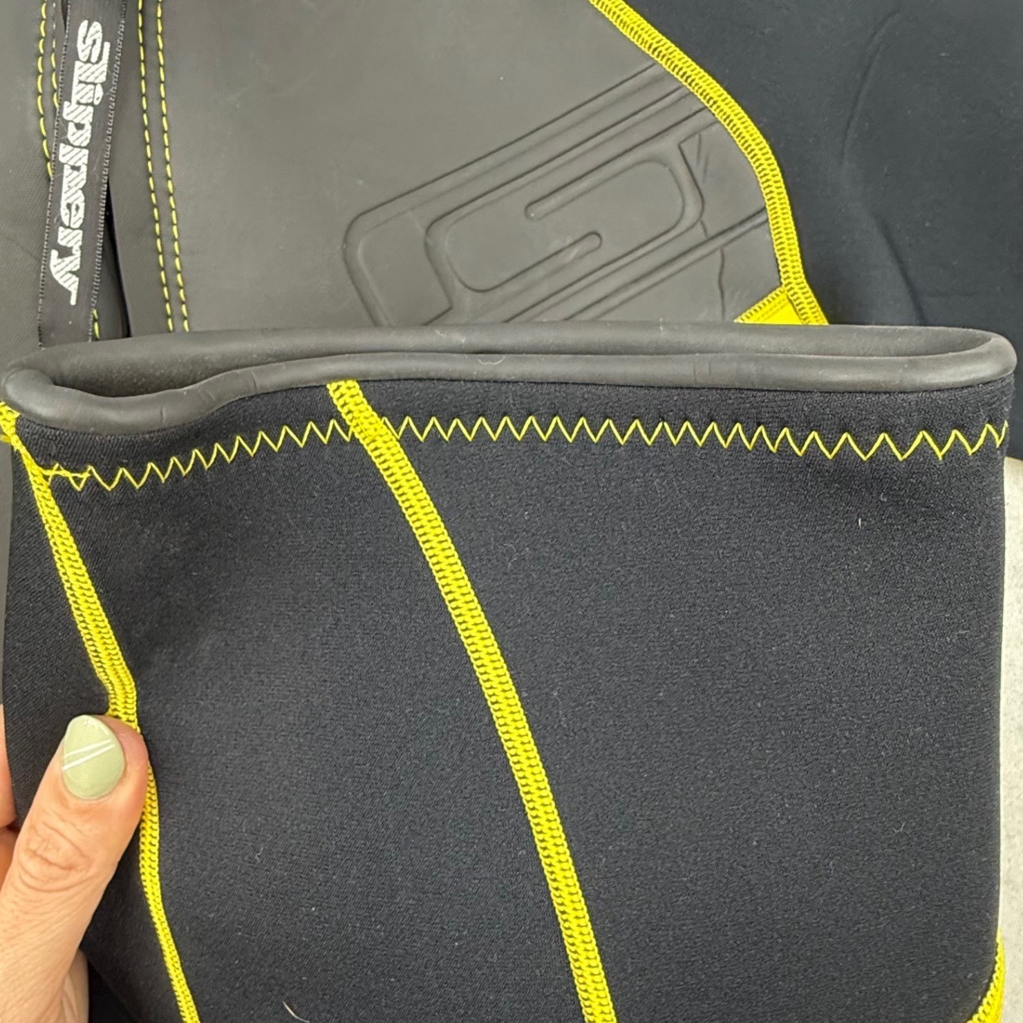 Slippery Shorty Wetsuit Mens Large Black Neon Yellow Neoprene Jet Ski Surf L