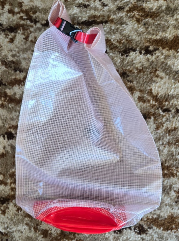 REI dry bag, 26 x 18, approx 40 liters semi-transparent, water-tight