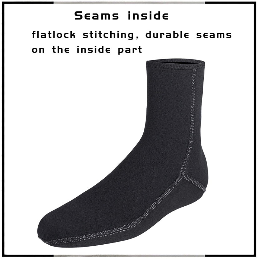 Water Socks Neoprene Socks Beach Booties Shoes 3mm High Cut Black X Small