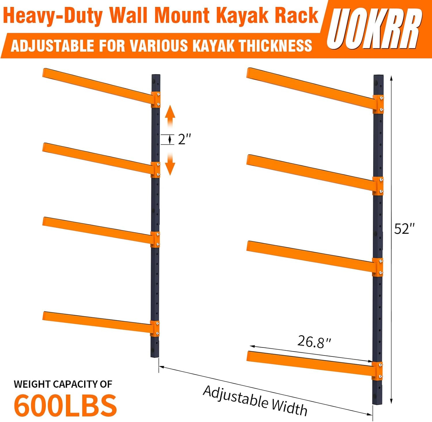 Kayak Storage Rack, Wall Mount Kayak Racks for Indoor Outdoor Storage, Heavy Dut