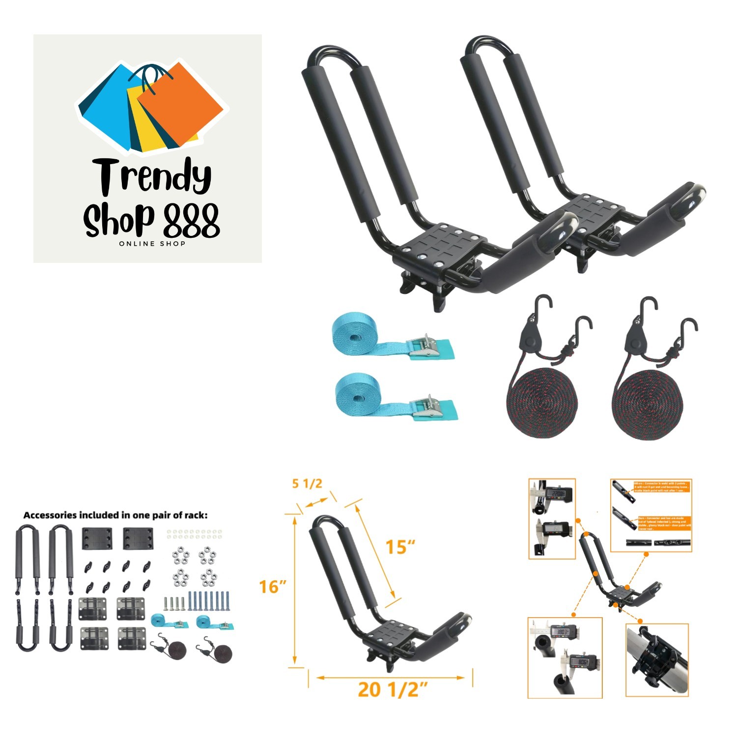 Universal Kayak Carrier with J Bar Design – Easy Installation & 150 lbs Load