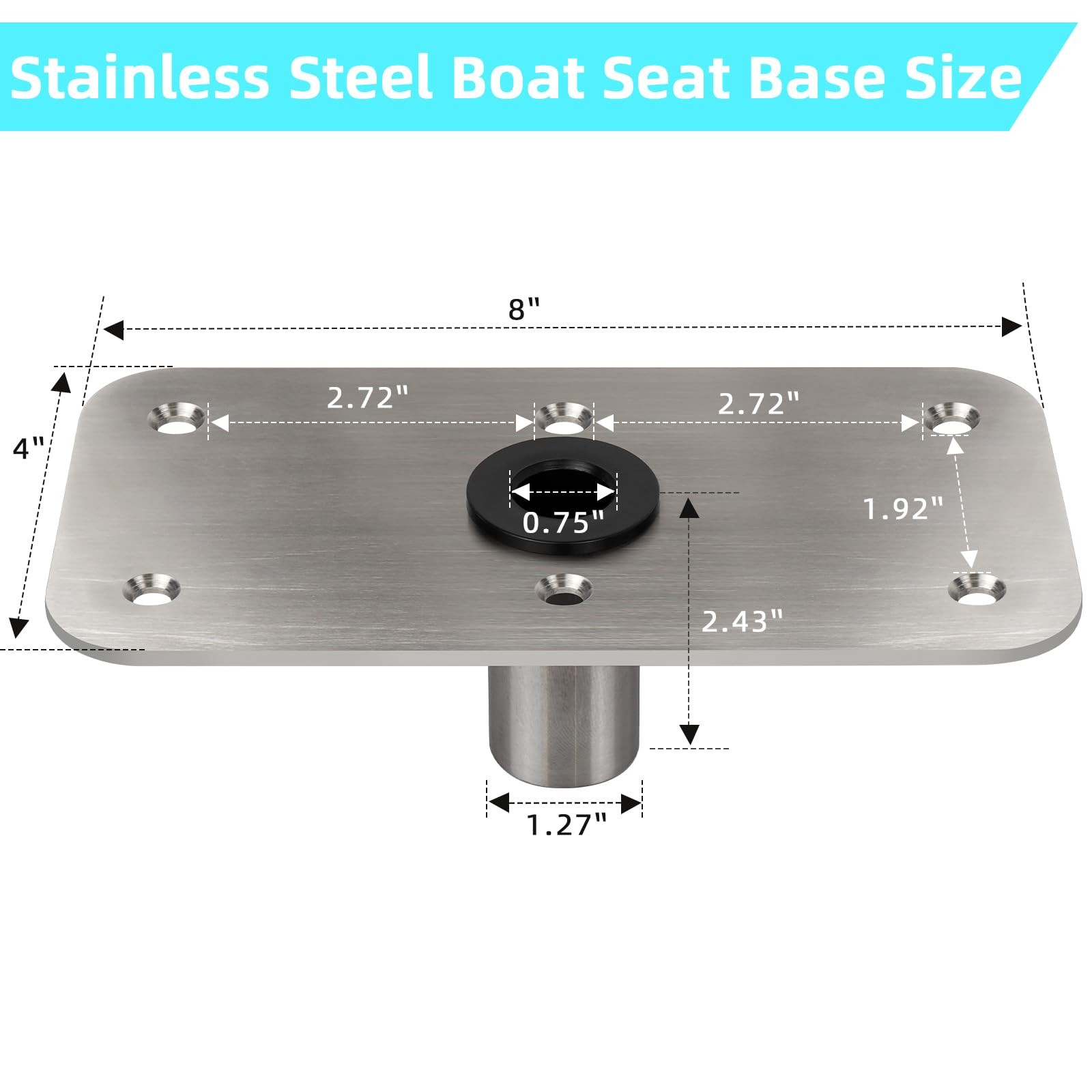 CLLOMAGY Boat Seat Base Mount 1pack 4×8 Stainless Steel, Metallic