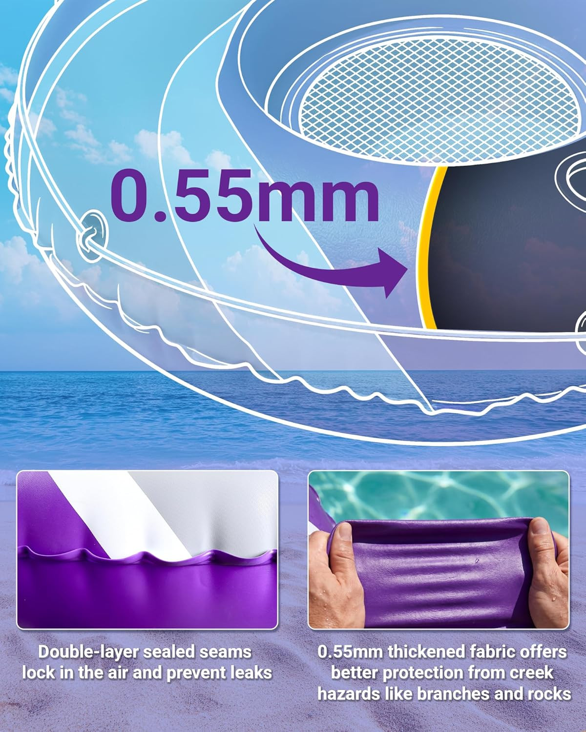 River Tube for Adults, 48‘’ Tube for River Floating, Heavy Duty River Tube for B