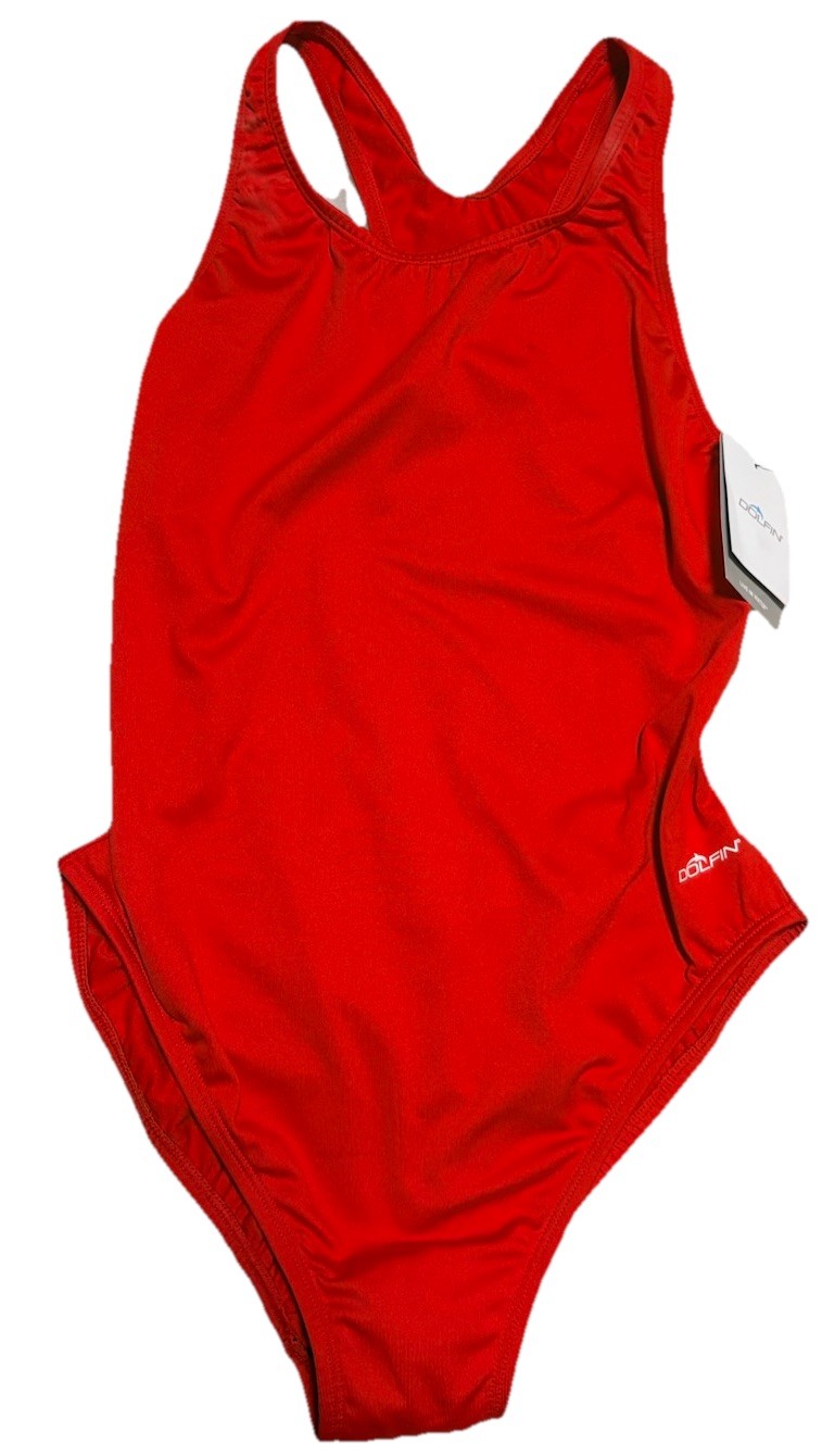 Dolphin 1 piece Swimsuit athletic racerback Red Sz US 8-10 New w/ tags!