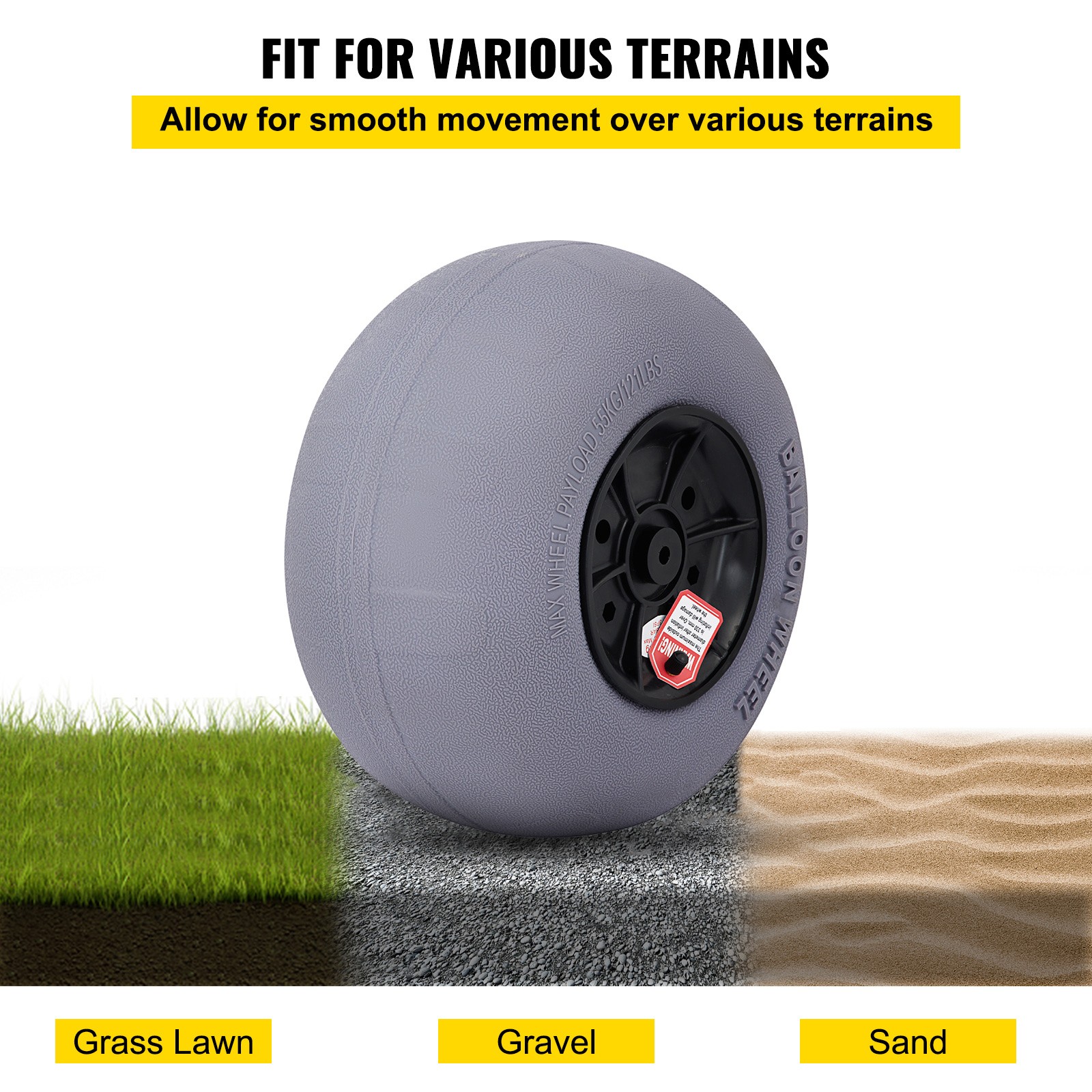 Beach Cart Replacement Wheels 13″ Big Balloon Tires Axle and Hardware Included