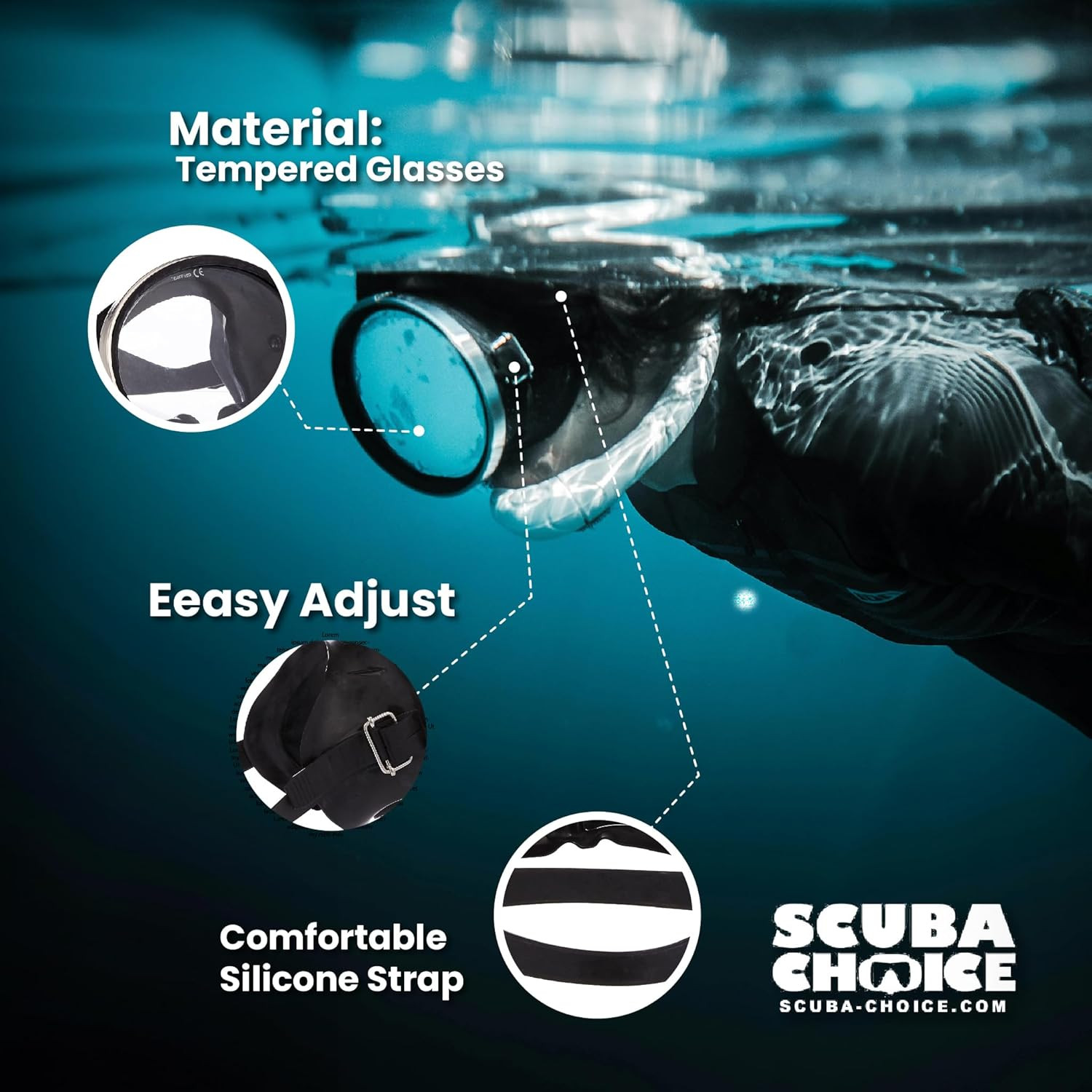 Spearfishing Free Dive Mask – Classic Rubber with Tempered Glass Lenses | Oval S