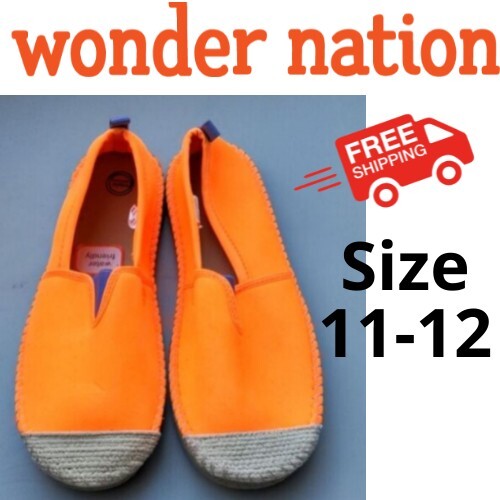Wonder Nation Kids Water Friendly Slip-On Shoes Neon Orange & Purple Size 11-12