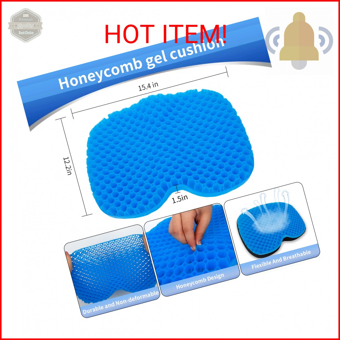 FANGULU Anti-Slip Kayak Seat Cushion Waterproof Thicken Gel Boat Pad for Sit in