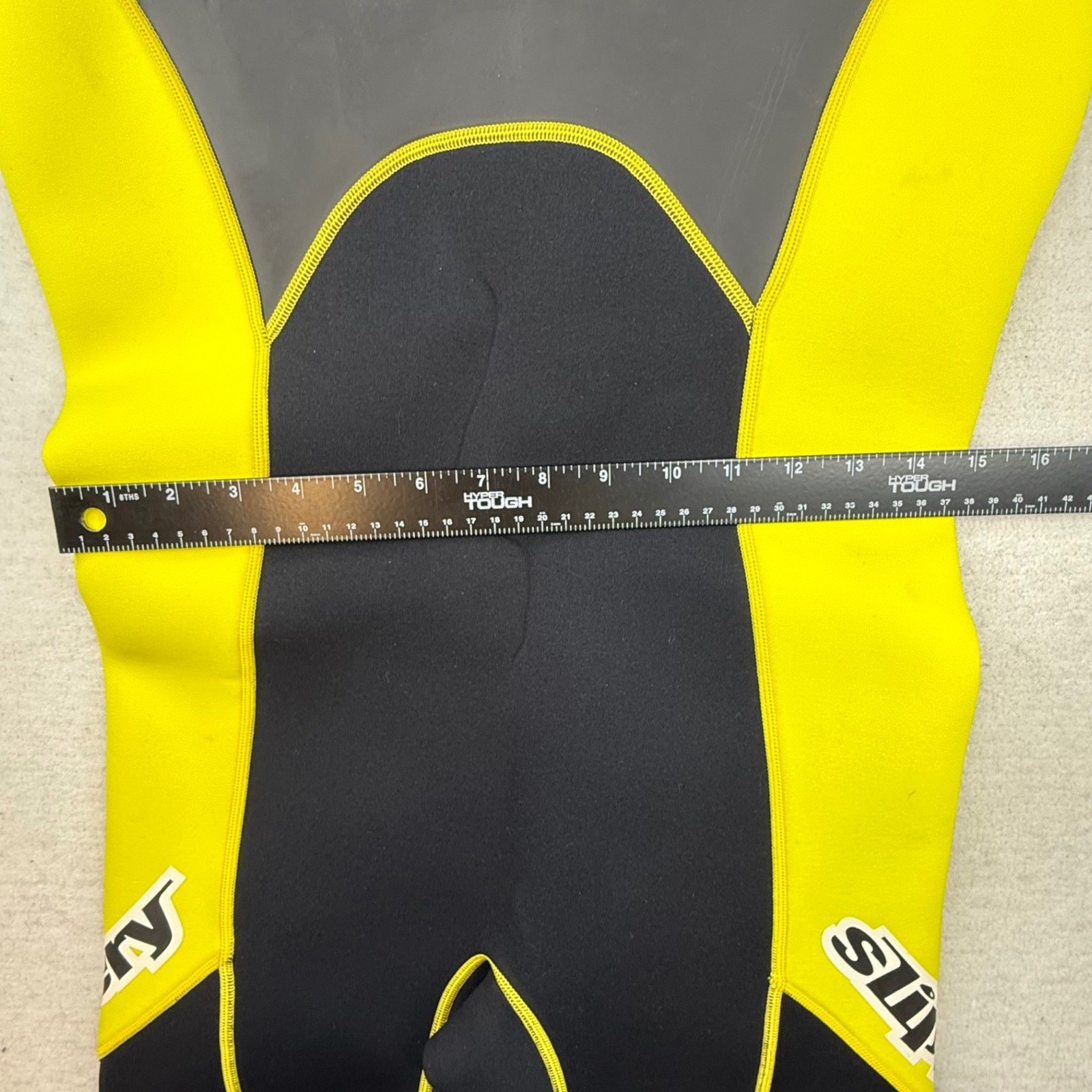 Slippery Shorty Wetsuit Mens Large Black Neon Yellow Neoprene Jet Ski Surf L