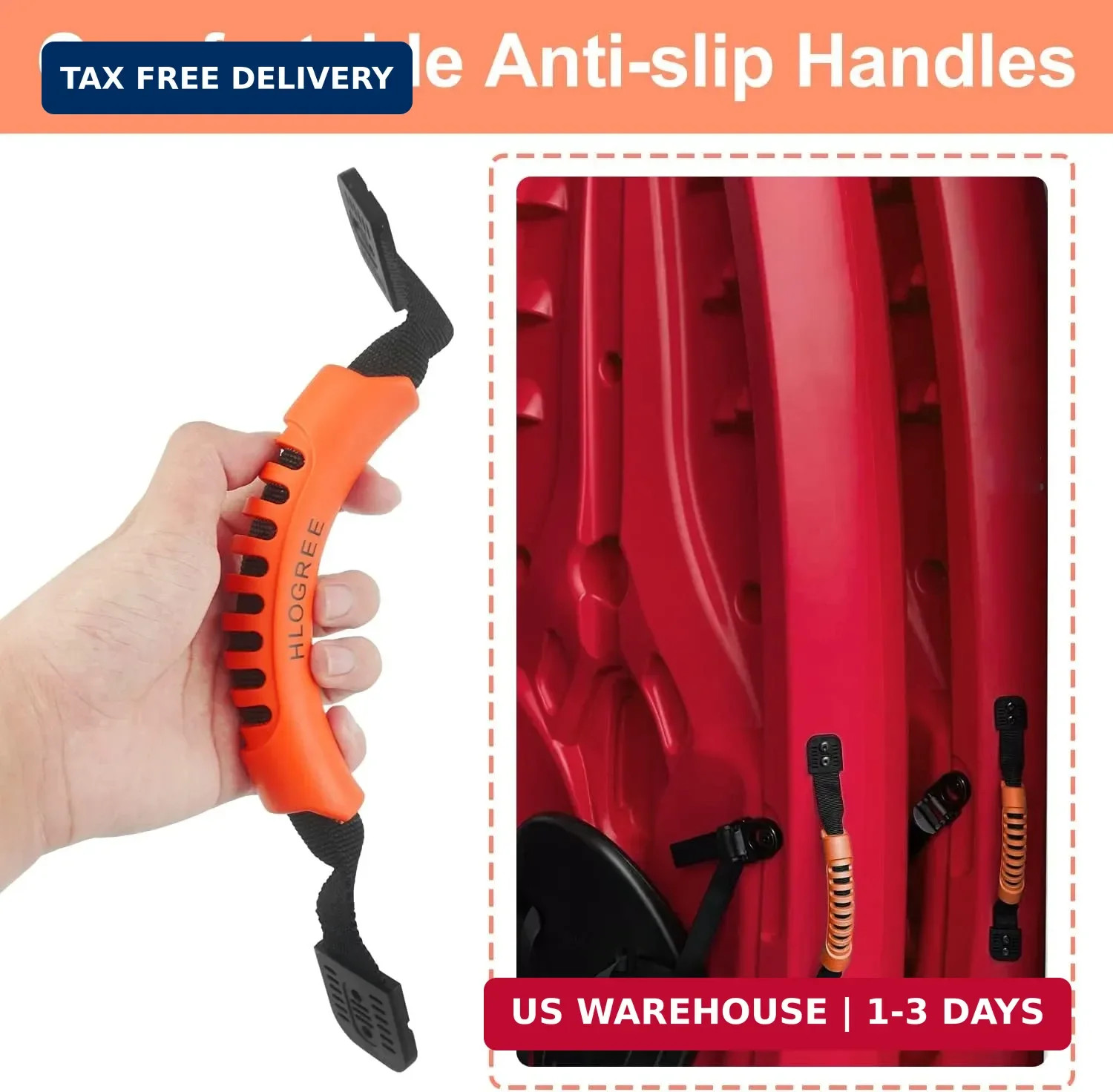 HLOGREE Kayak Handles 2/4 Pack,Kayak Carry Handle with Rivets,Kayak Replacement