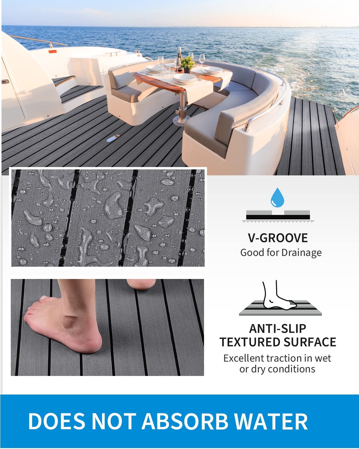 EVA Foam Marine Self Adhesive Boat Flooring Materials with 3M Adhesive Backing