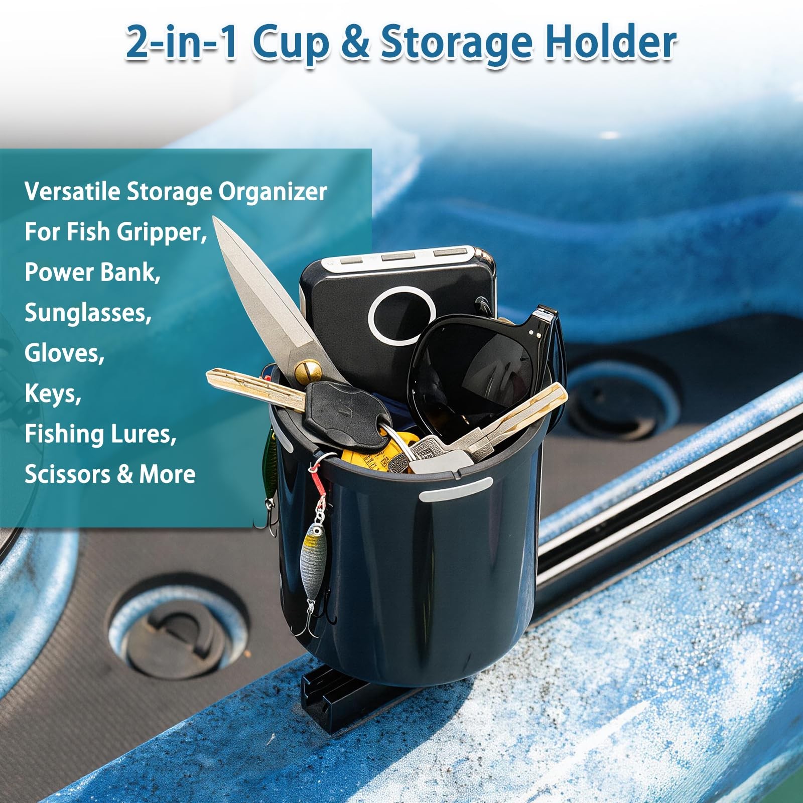 Upgraded Kayak Cup Holder with Track & Clamp Mount, 360Â° Adjustable Cup Hold…