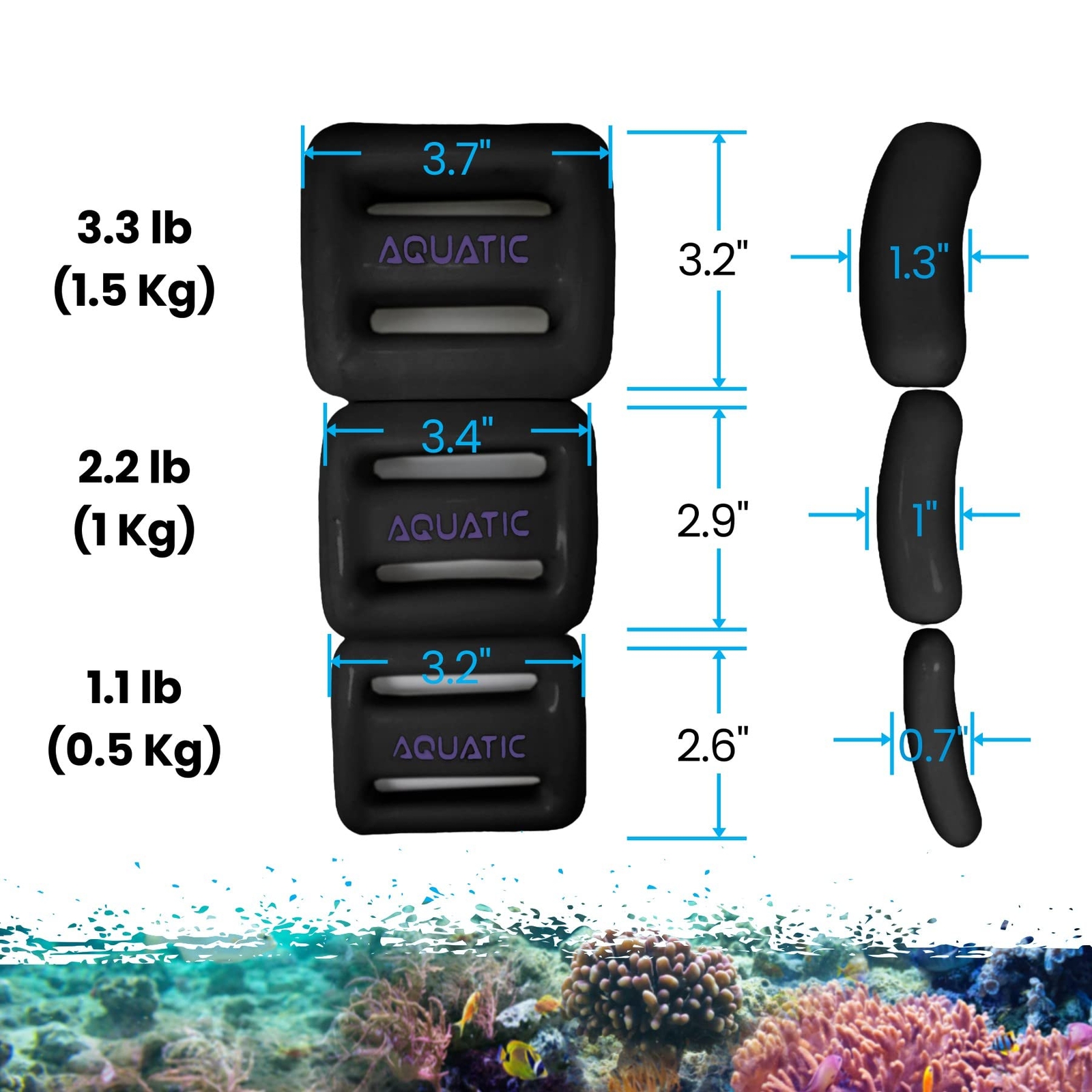 AQUATIC – Dive Weights – 1.1lb or 2.2lb or 3.3lb 0.5Kg or 1Kg or 1.5Kg – Coat…