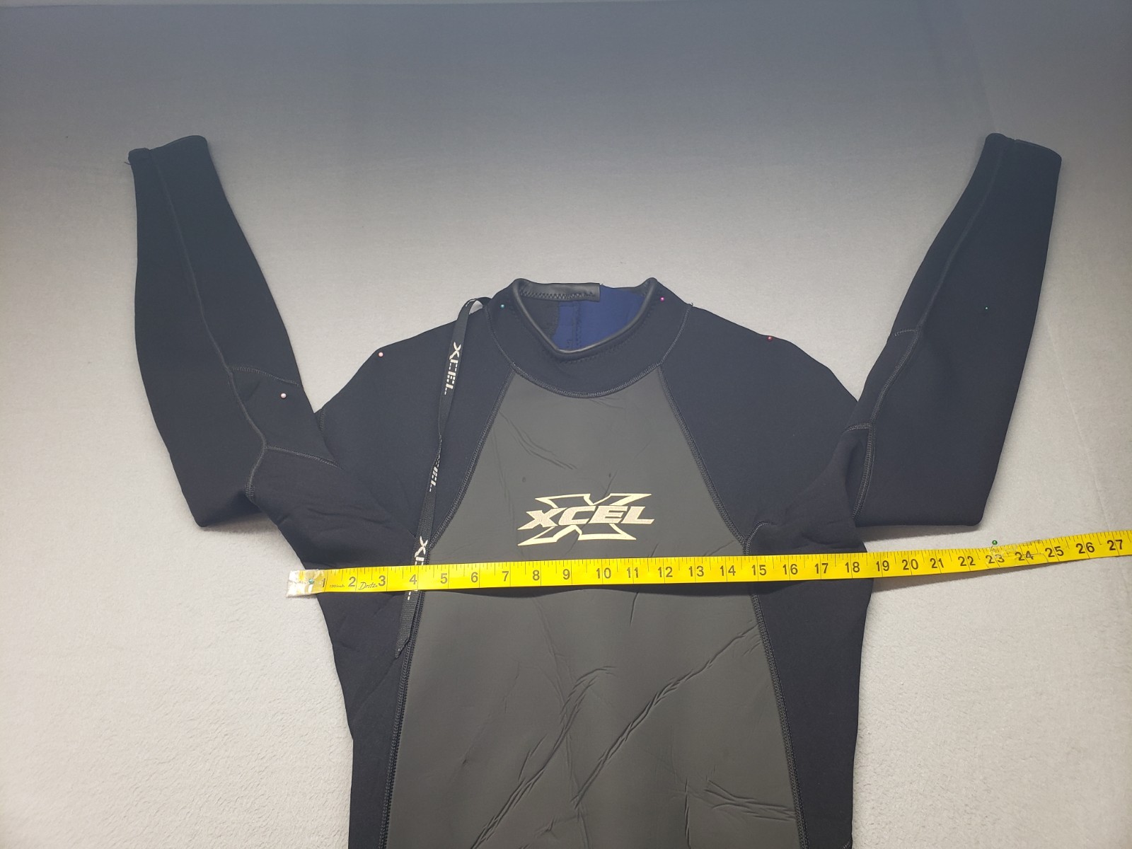 Xcel Men Full Wetsuit LT Black Gray Neoprene Surfing Dive Zip Up Waterproof