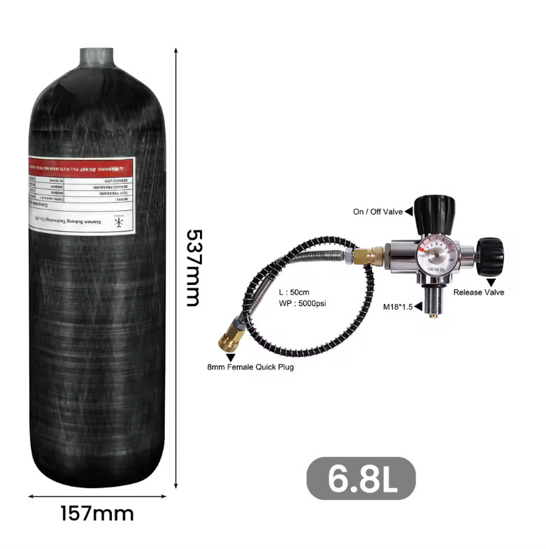 3L / 6.8L Carbon Fiber Cylinder High Pressure Air Tank Fill Station Scuba Diving