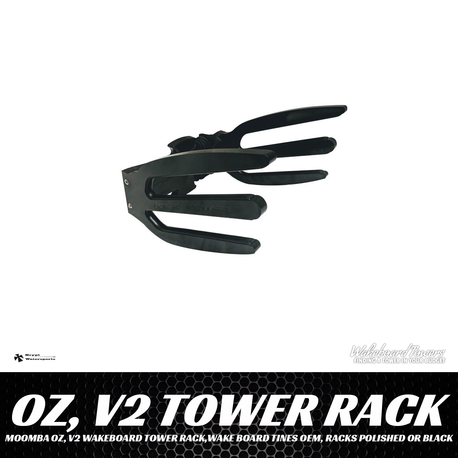 Moomba OZ, V2 Wakeboard Tower Rack,Wake Board Tines OEM, Racks Polished or Black
