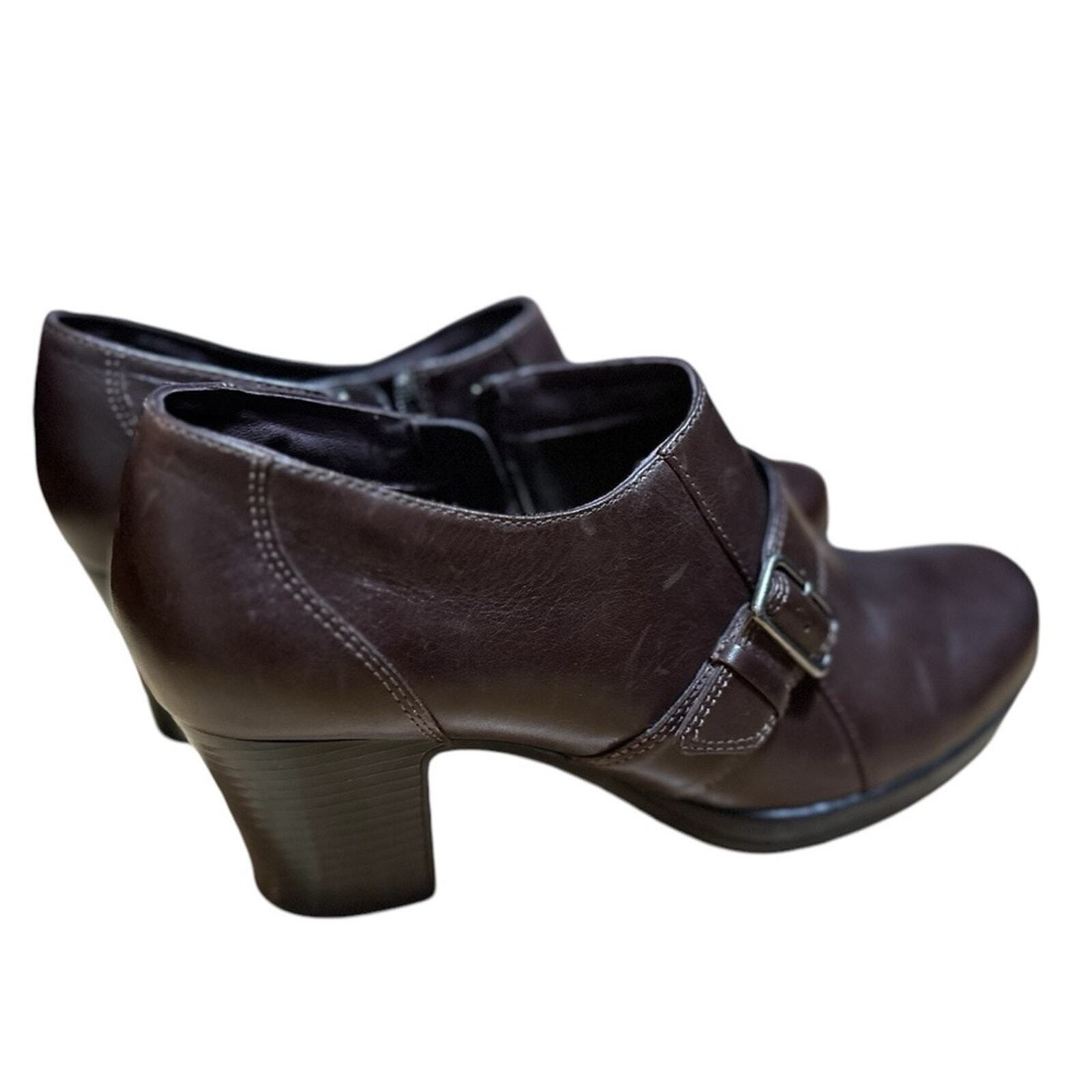 Clarks Cognac women Ankle Bootie size 10 2 1/2 “ heel