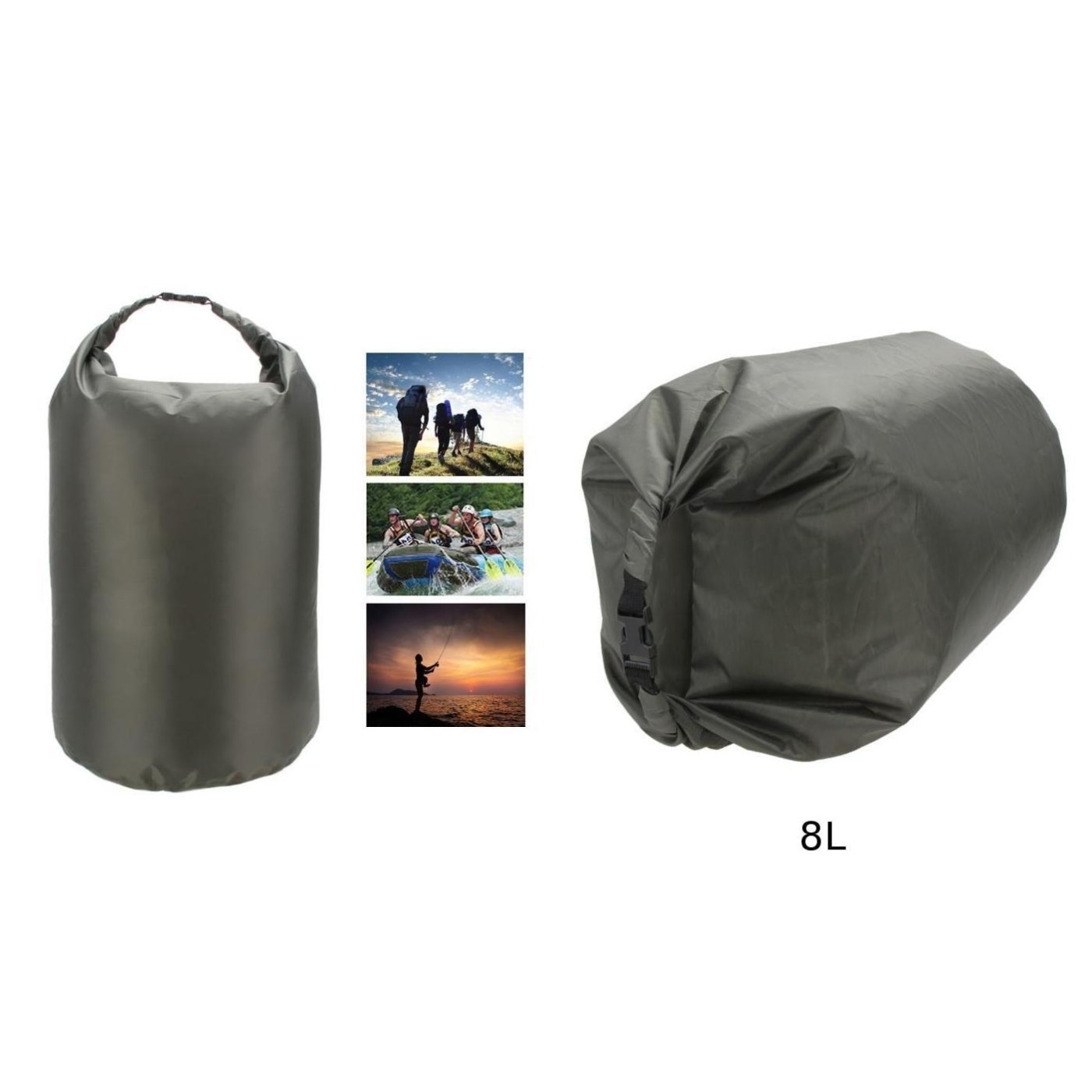 Waterproof Dry Bag Boating Hiking Army Green Water Resistant Accessories