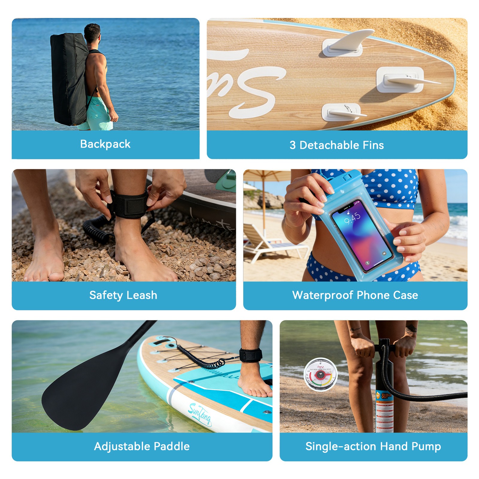 11FT Inflatable Stand Up Paddle Board | 33″Wide | 330LBS Capacity | 3-Fin System