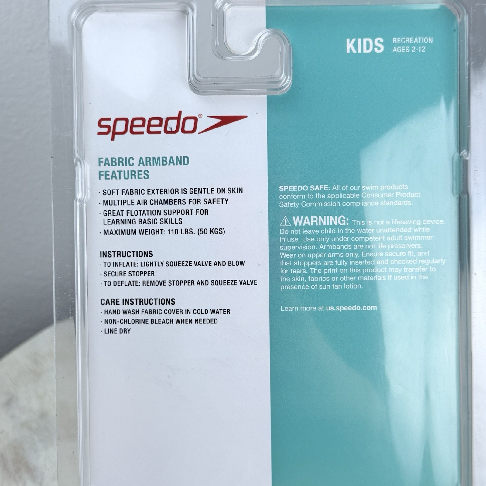 NEW Speedo Kids Fabric Swim Armbands – Inflatable Floats Up to 110 lbs