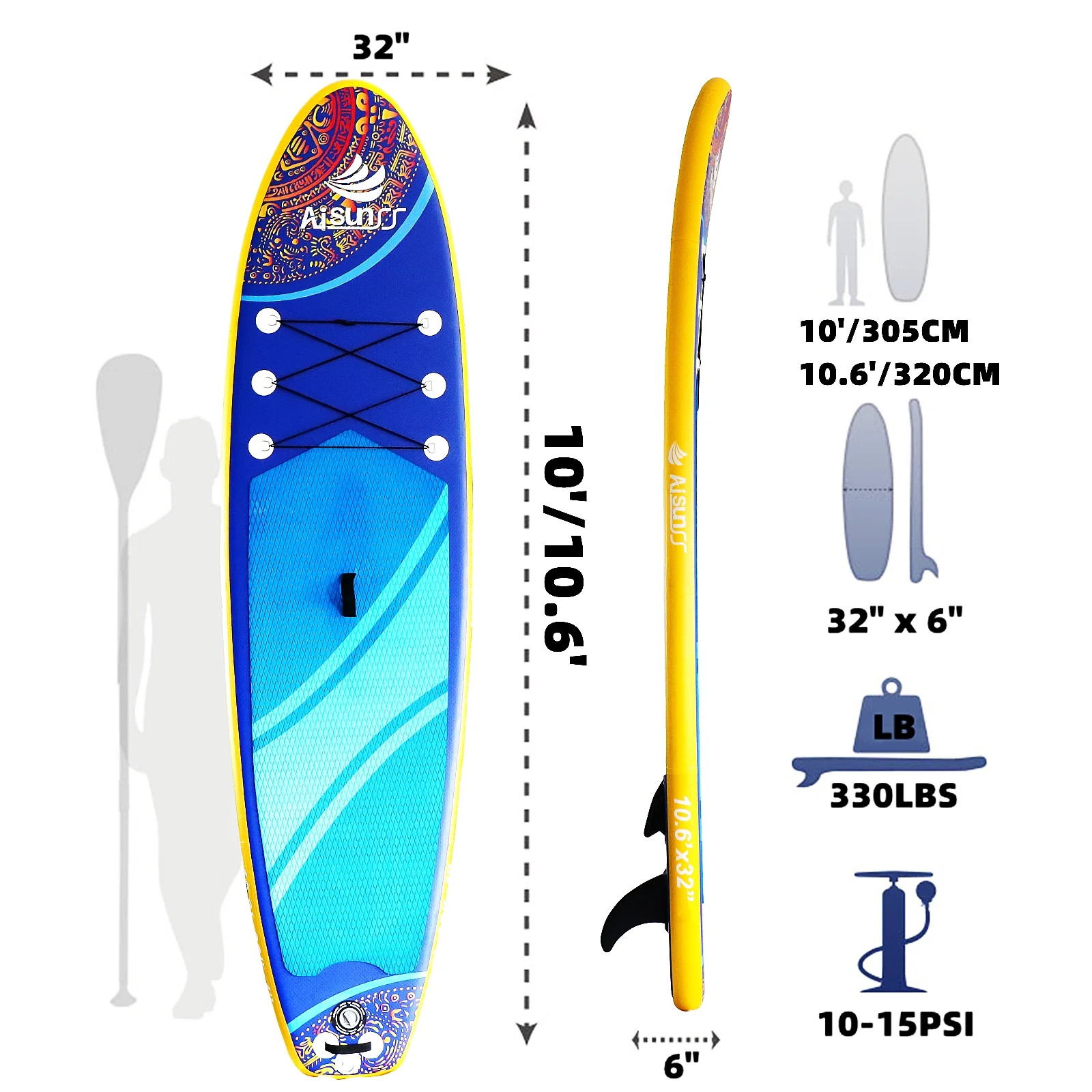 Inflatable Stand up Paddle Board, 10.6Ft SUP Paddleboard with Premium SUP Access
