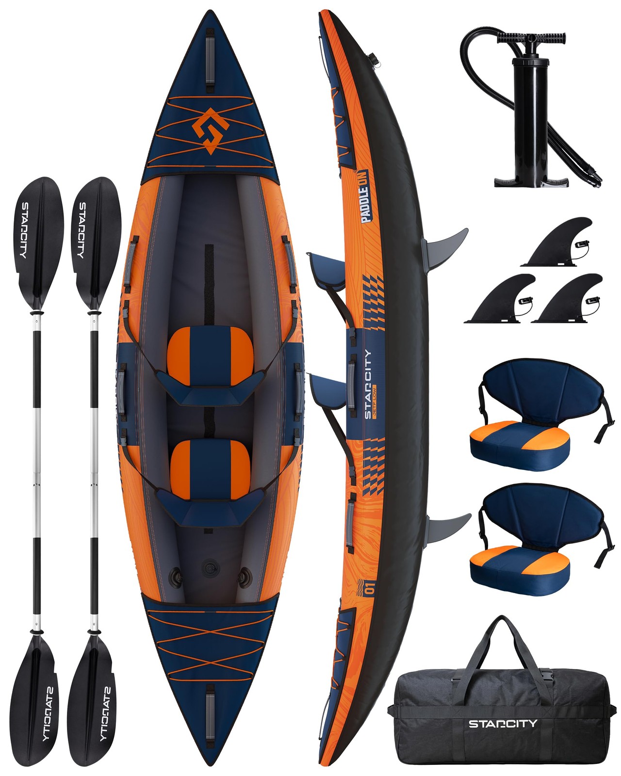 Kayak Inflatable Sit on Top Tandem Wide Stable Touring Fishing Performance 60…