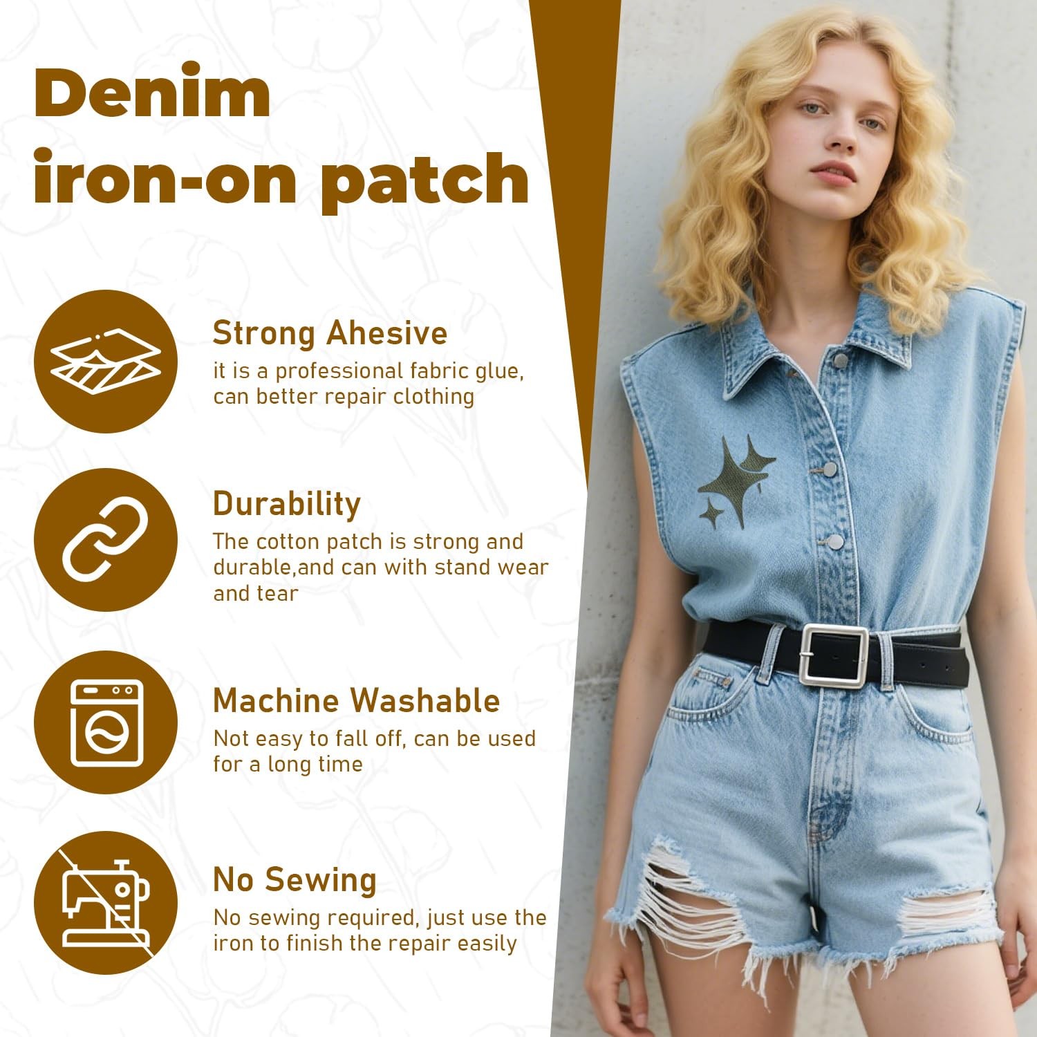 12 Pcs Premium Quality Fabric Iron on Patches, 100% Cotton Repair Army Green